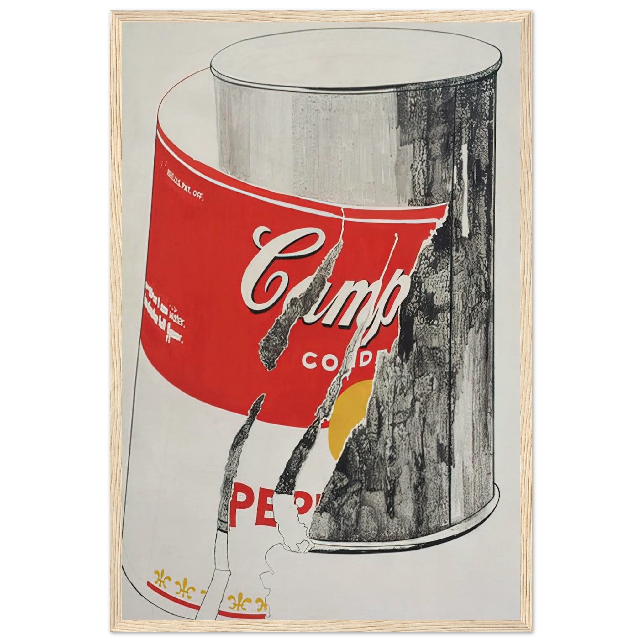 Big Torn Campbell's Soup Can  Pepper Pot  Framed Poster | Andy Warhol Framed Prints Wall Art | Andy Warhol Prints