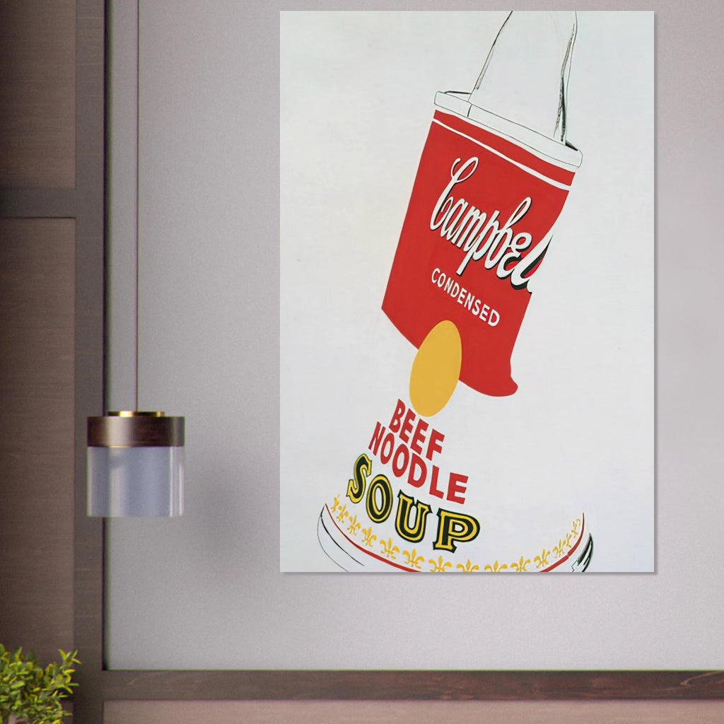 Crushed Campbell's Soup Can  Beef Noodle  Poster | Andy Warhol Poster | Andy Warhol Prints