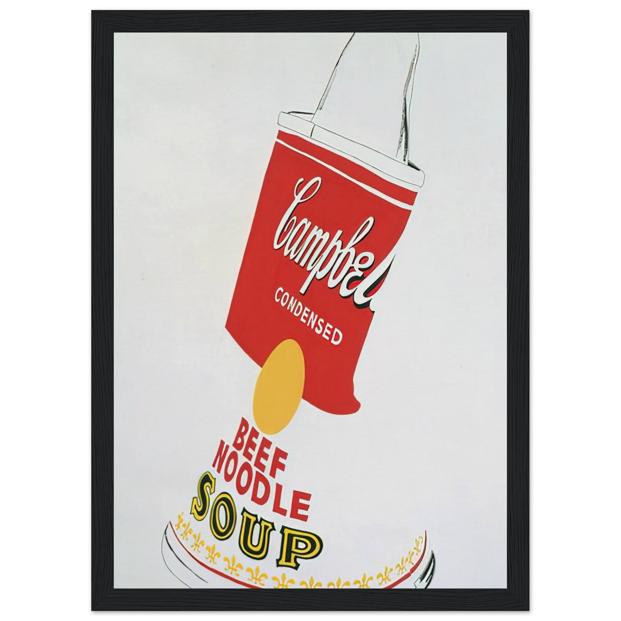Crushed Campbell's Soup Can  Beef Noodle  Framed Poster | Andy Warhol Framed Prints Wall Art | Andy Warhol Prints