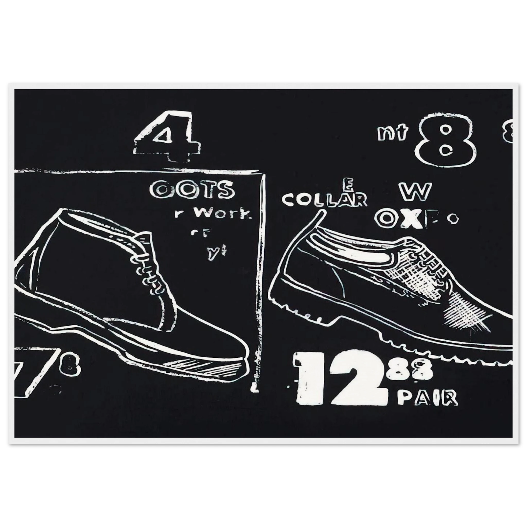 Work Boots Framed Poster | Andy Warhol Framed Prints Wall Art | Andy Warhol Prints