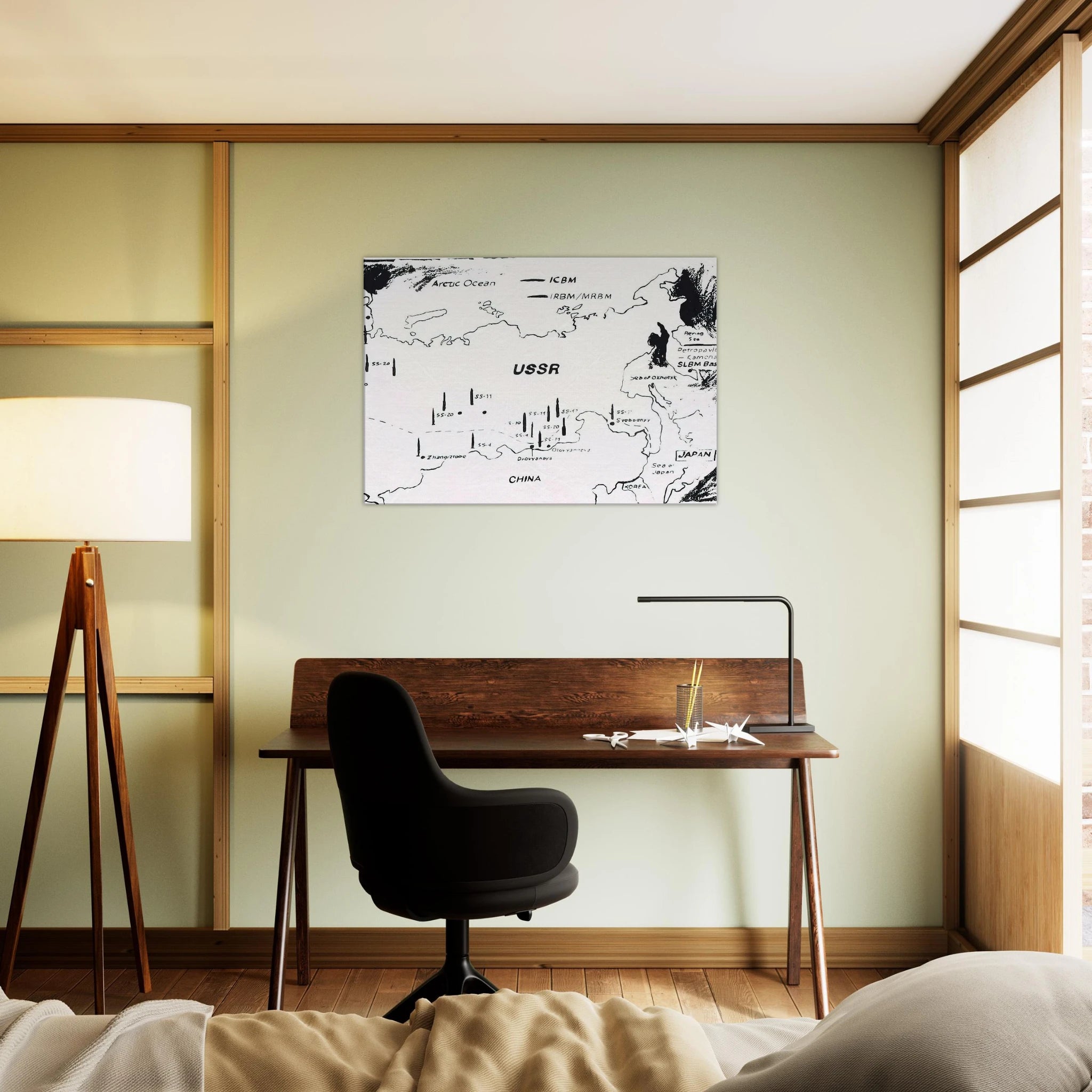 Map of Eastern U.S.S.R. Missile Bases Canvas | Andy Warhol Canvas | Andy Warhol Prints