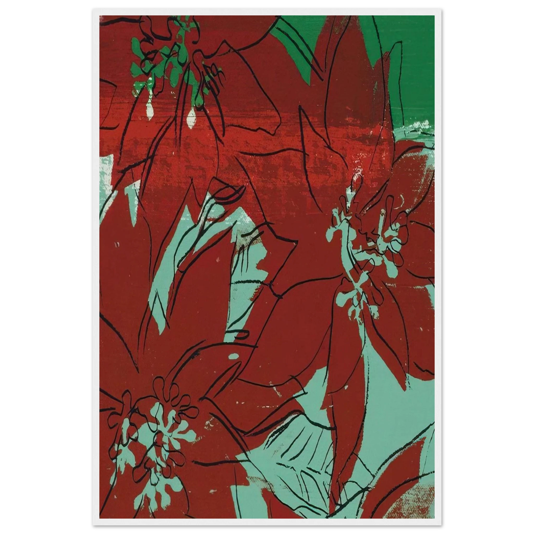 Poinsettias Framed Poster | Andy Warhol Framed Prints Wall Art | Andy Warhol Prints