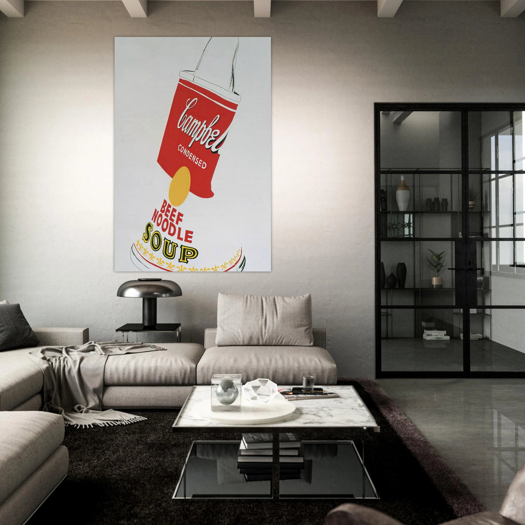 Crushed Campbell's Soup Can  Beef Noodle  Poster | Andy Warhol Poster | Andy Warhol Prints