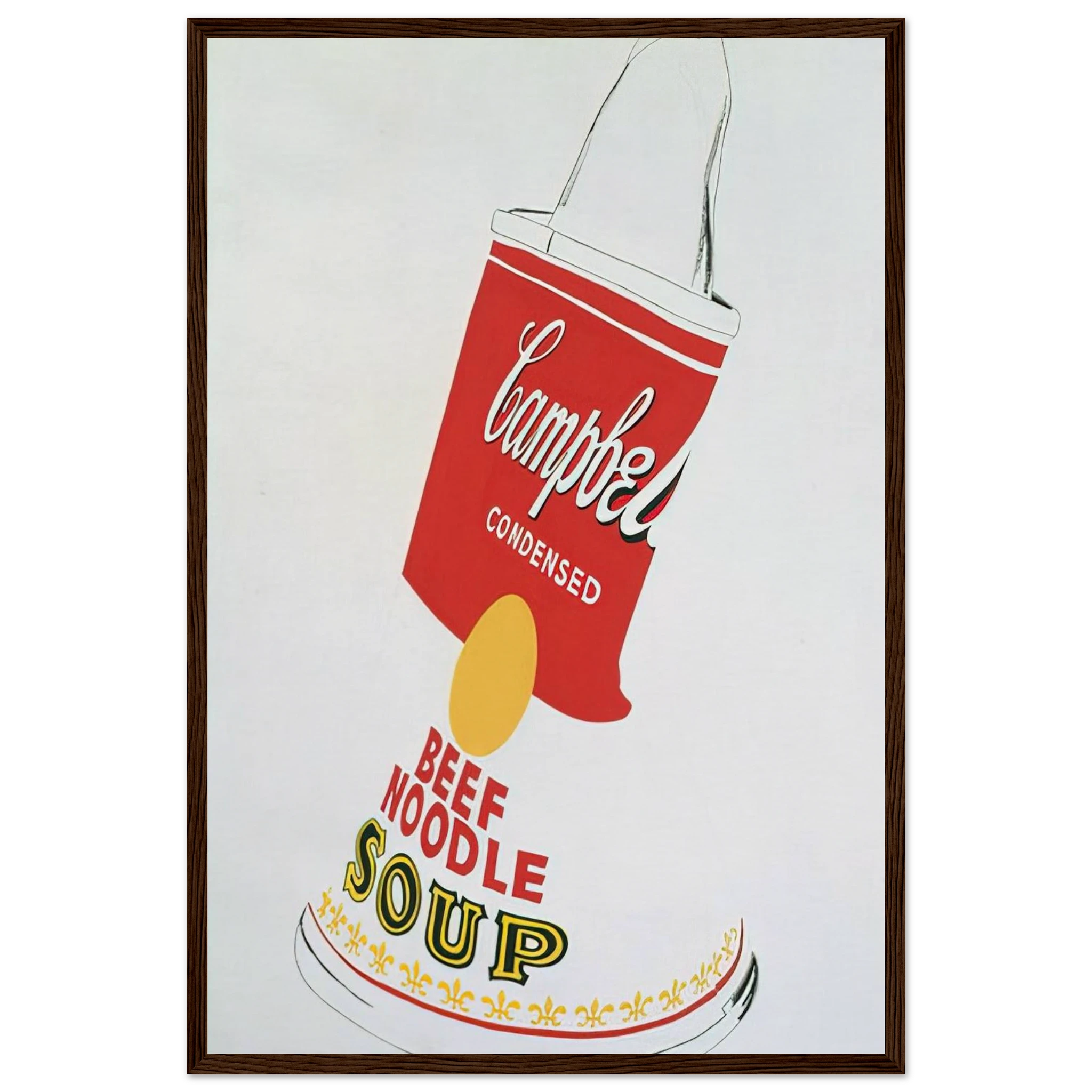 Crushed Campbell's Soup Can  Beef Noodle  Framed Poster | Andy Warhol Framed Prints Wall Art | Andy Warhol Prints