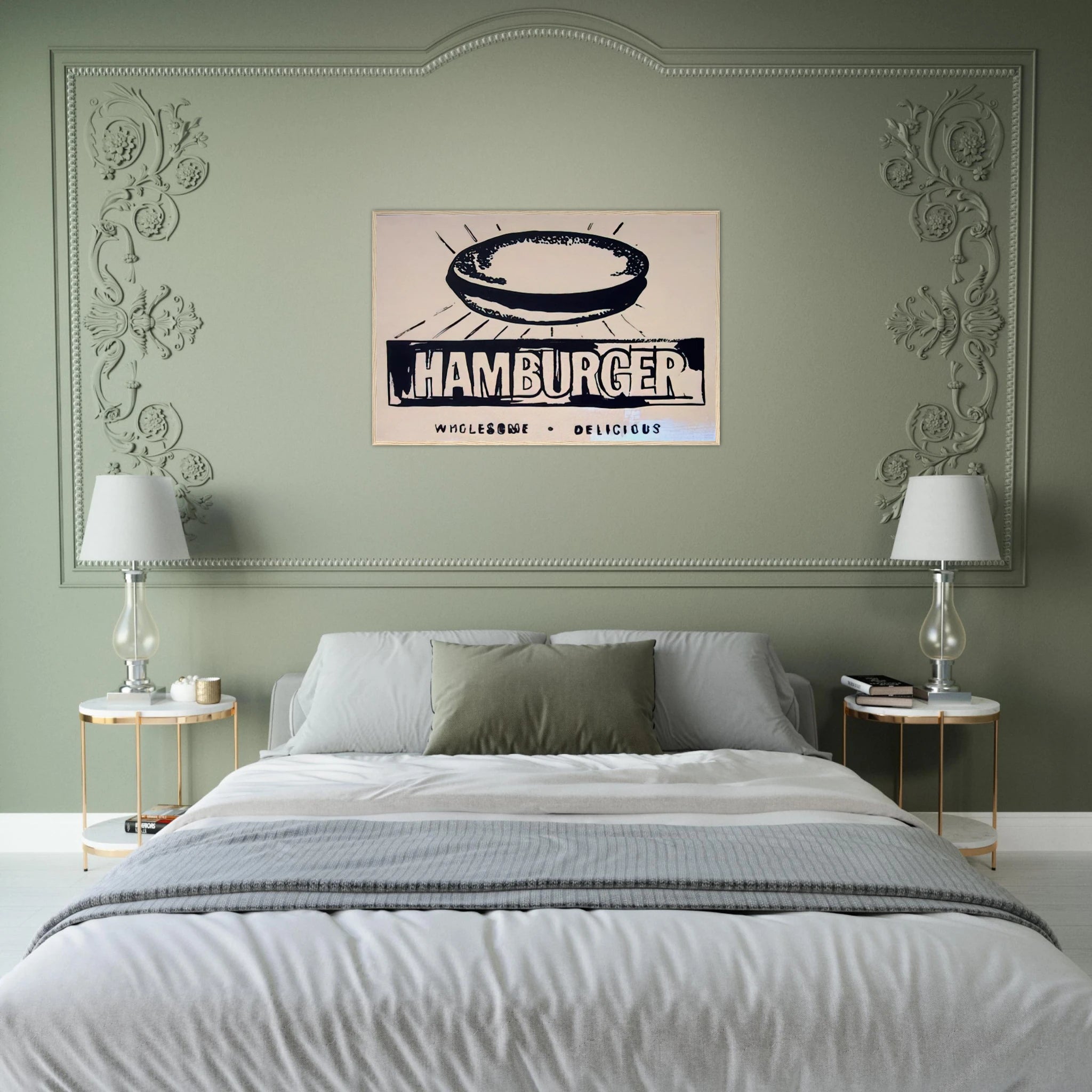 Hamburger  beige  Framed Poster | Andy Warhol Framed Prints Wall Art | Andy Warhol Prints