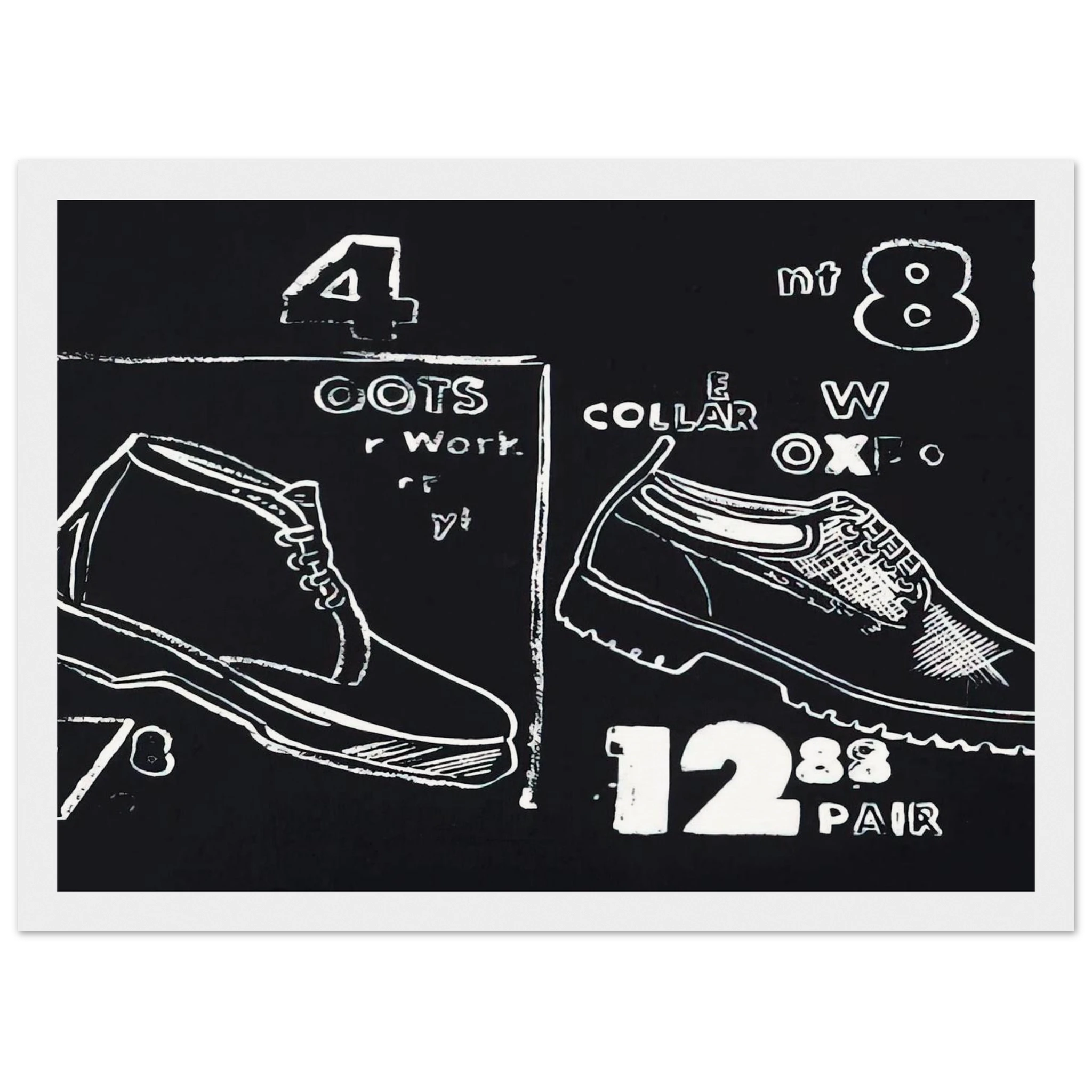 Work Boots Framed Poster | Andy Warhol Framed Prints Wall Art | Andy Warhol Prints