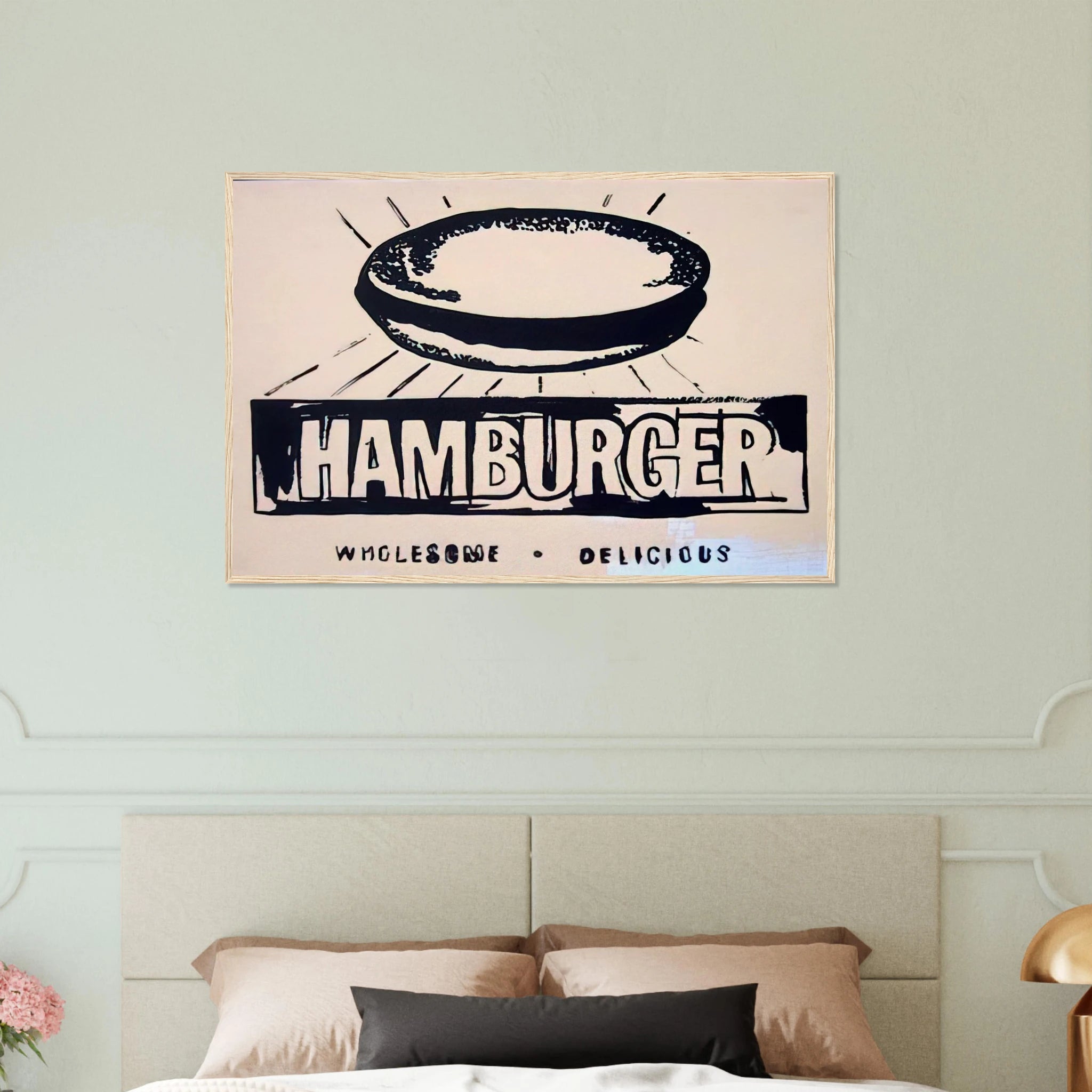 Hamburger  beige  Framed Poster | Andy Warhol Framed Prints Wall Art | Andy Warhol Prints