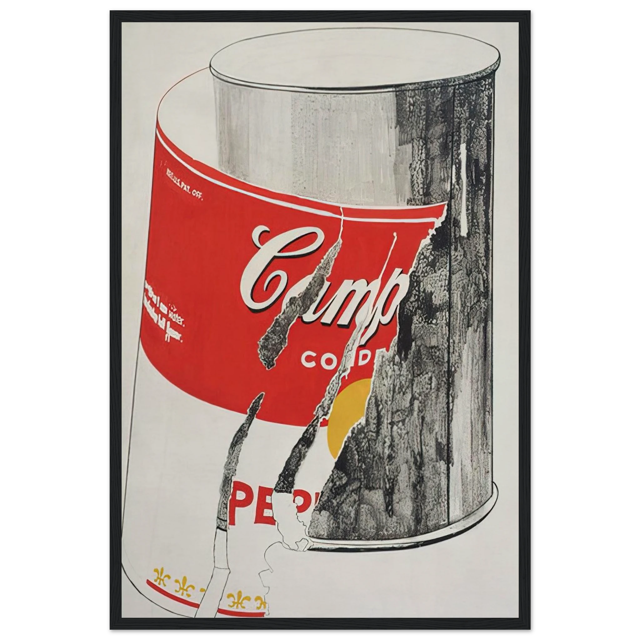 Big Torn Campbell's Soup Can  Pepper Pot  Framed Poster | Andy Warhol Framed Prints Wall Art | Andy Warhol Prints