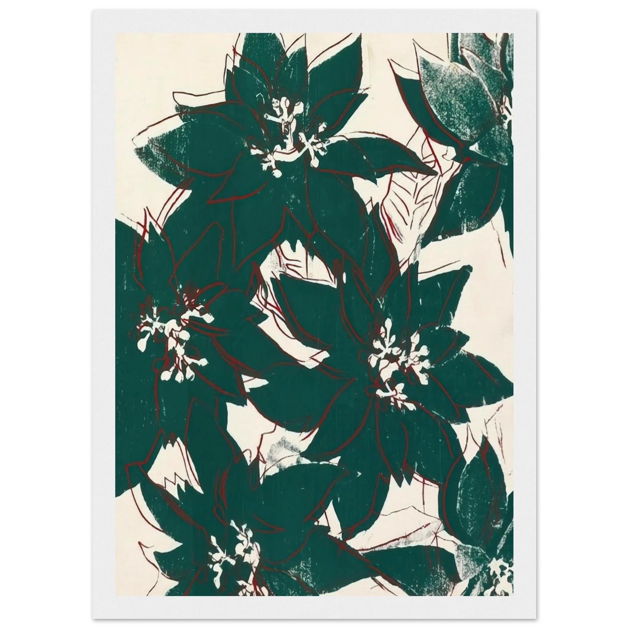 Poinsetta Framed Poster | Andy Warhol Framed Prints Wall Art | Andy Warhol Prints