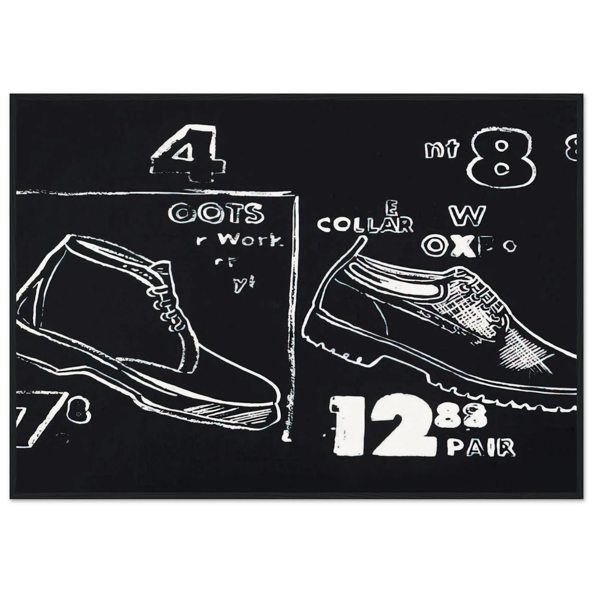 Work Boots Framed Poster | Andy Warhol Framed Prints Wall Art | Andy Warhol Prints