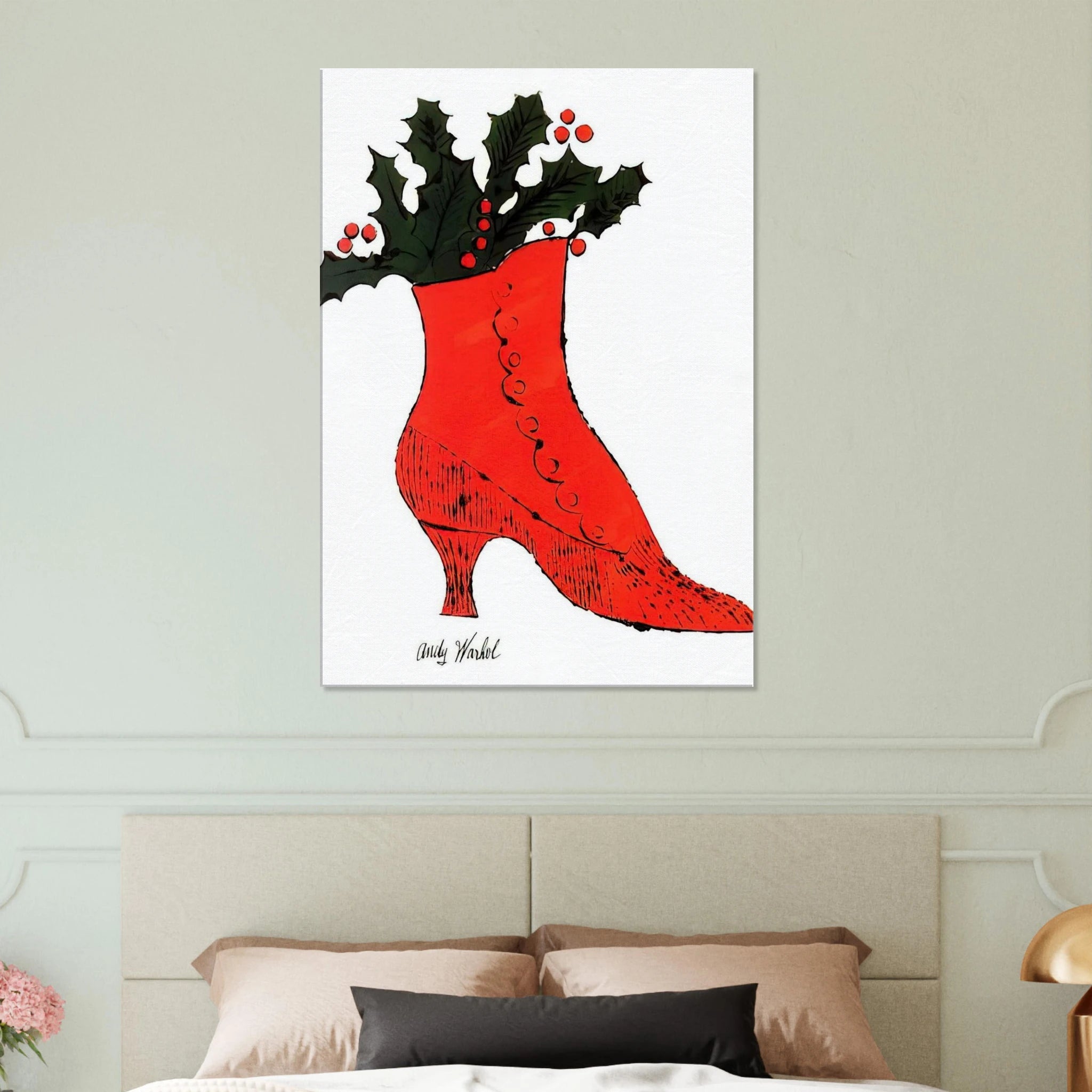 Untitled  red Boot Wit Holly  Canvas | Andy Warhol Canvas | Andy Warhol Prints