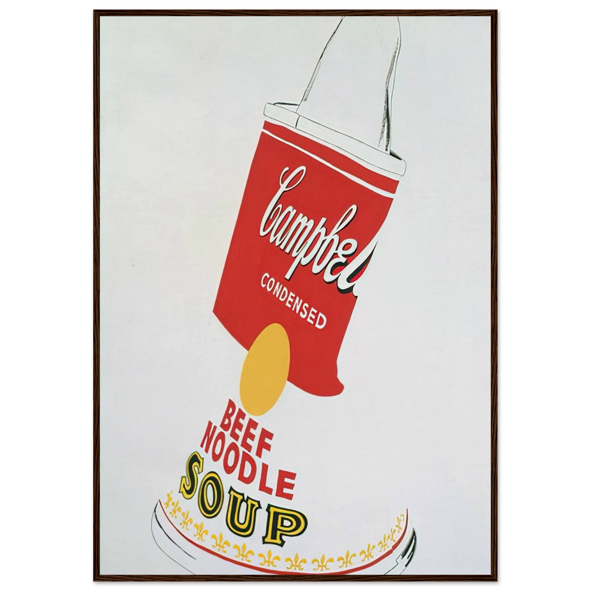 Crushed Campbell's Soup Can  Beef Noodle  Framed Poster | Andy Warhol Framed Prints Wall Art | Andy Warhol Prints