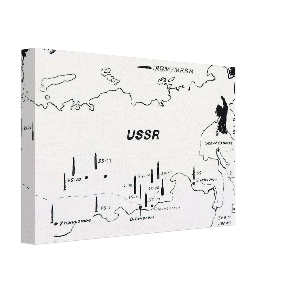 Map of Eastern U.S.S.R. Missile Bases Canvas | Andy Warhol Canvas | Andy Warhol Prints
