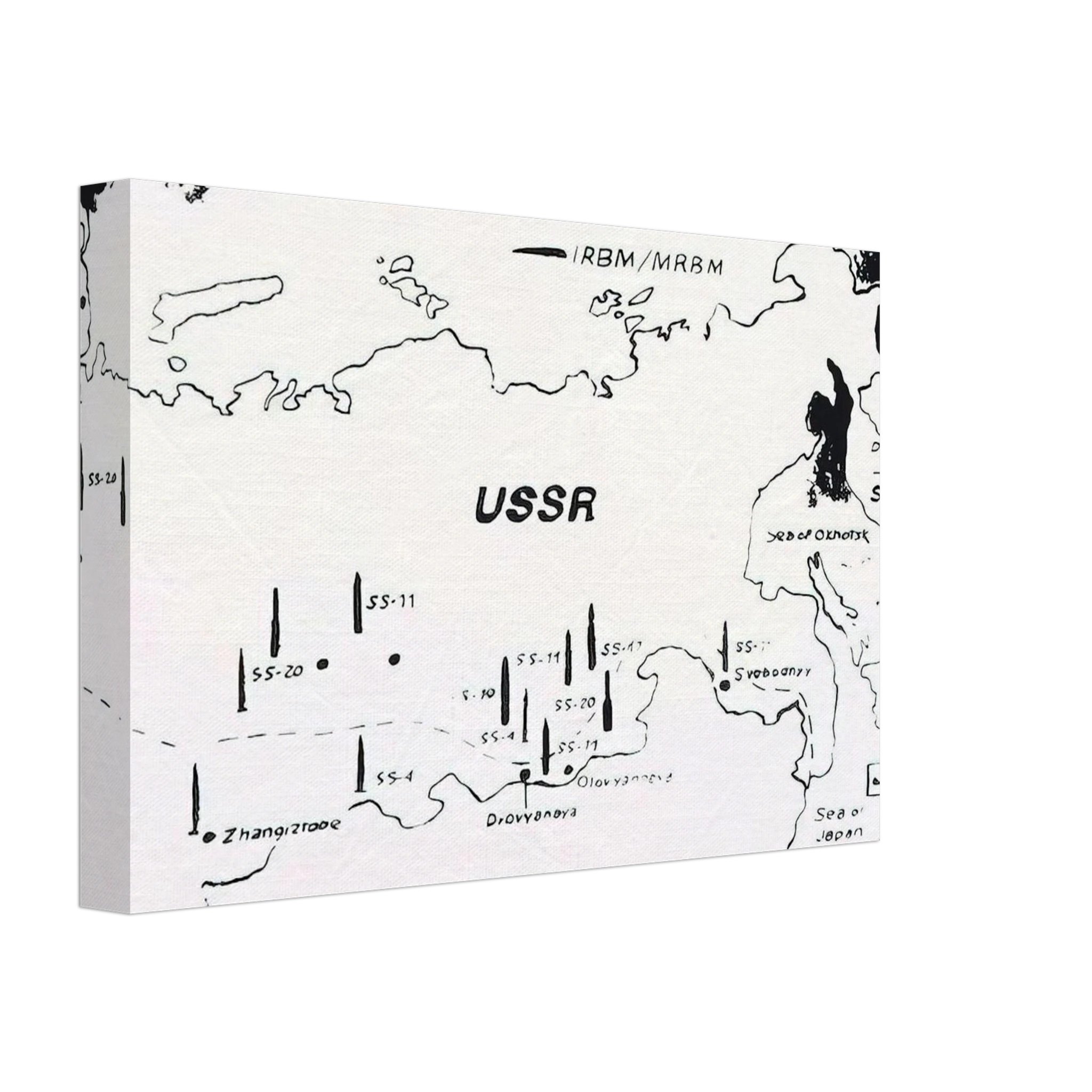 Map of Eastern U.S.S.R. Missile Bases Canvas | Andy Warhol Canvas | Andy Warhol Prints