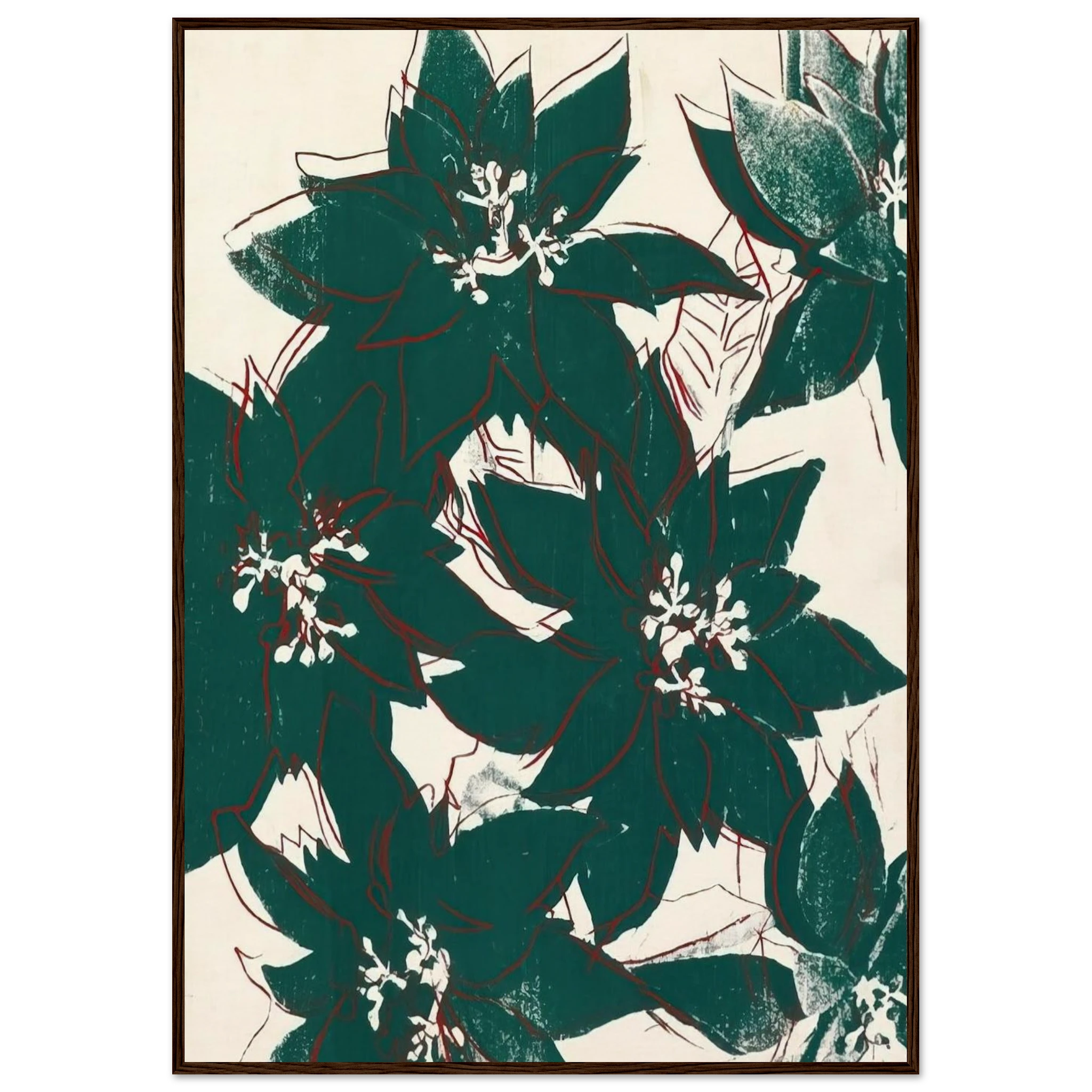 Poinsetta Framed Poster | Andy Warhol Framed Prints Wall Art | Andy Warhol Prints