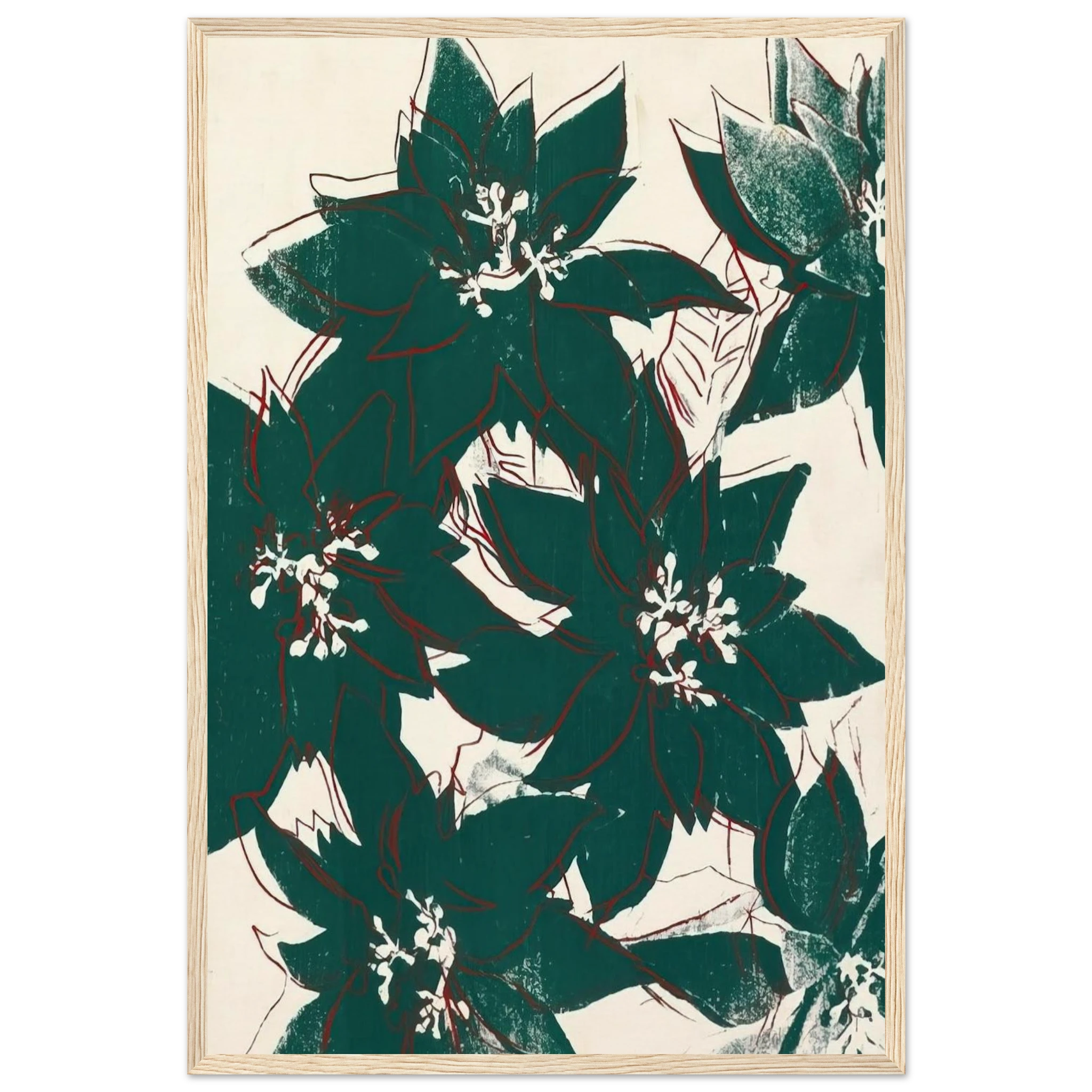 Poinsetta Framed Poster | Andy Warhol Framed Prints Wall Art | Andy Warhol Prints