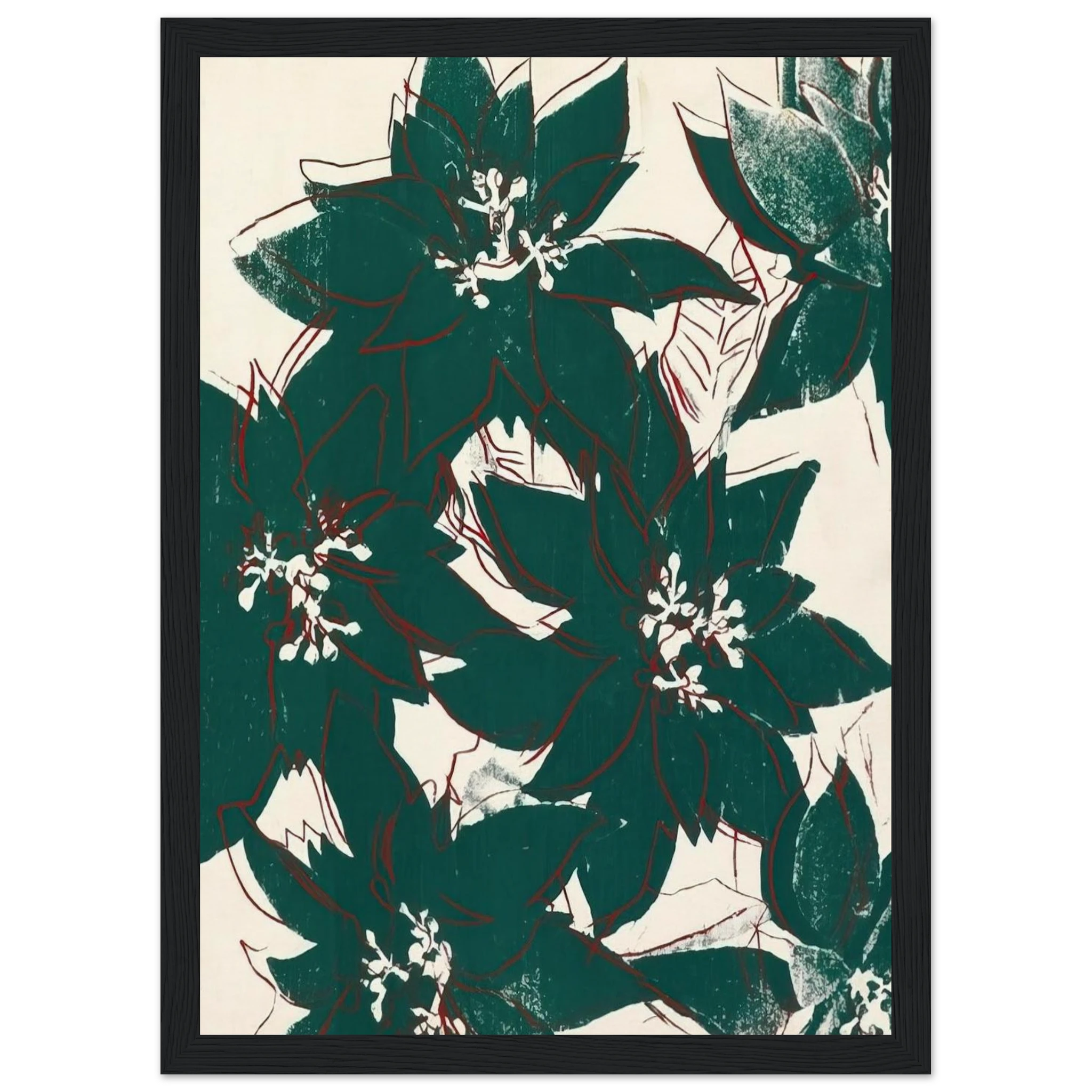 Poinsetta Framed Poster | Andy Warhol Framed Prints Wall Art | Andy Warhol Prints