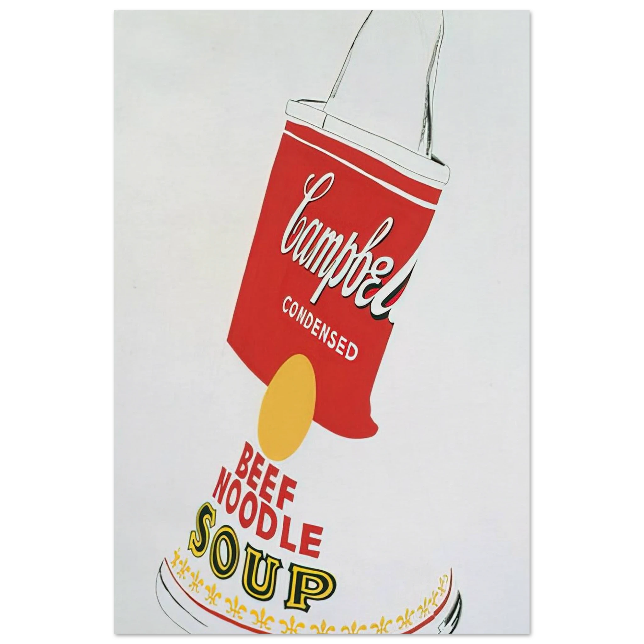 Crushed Campbell's Soup Can  Beef Noodle  Poster | Andy Warhol Poster | Andy Warhol Prints
