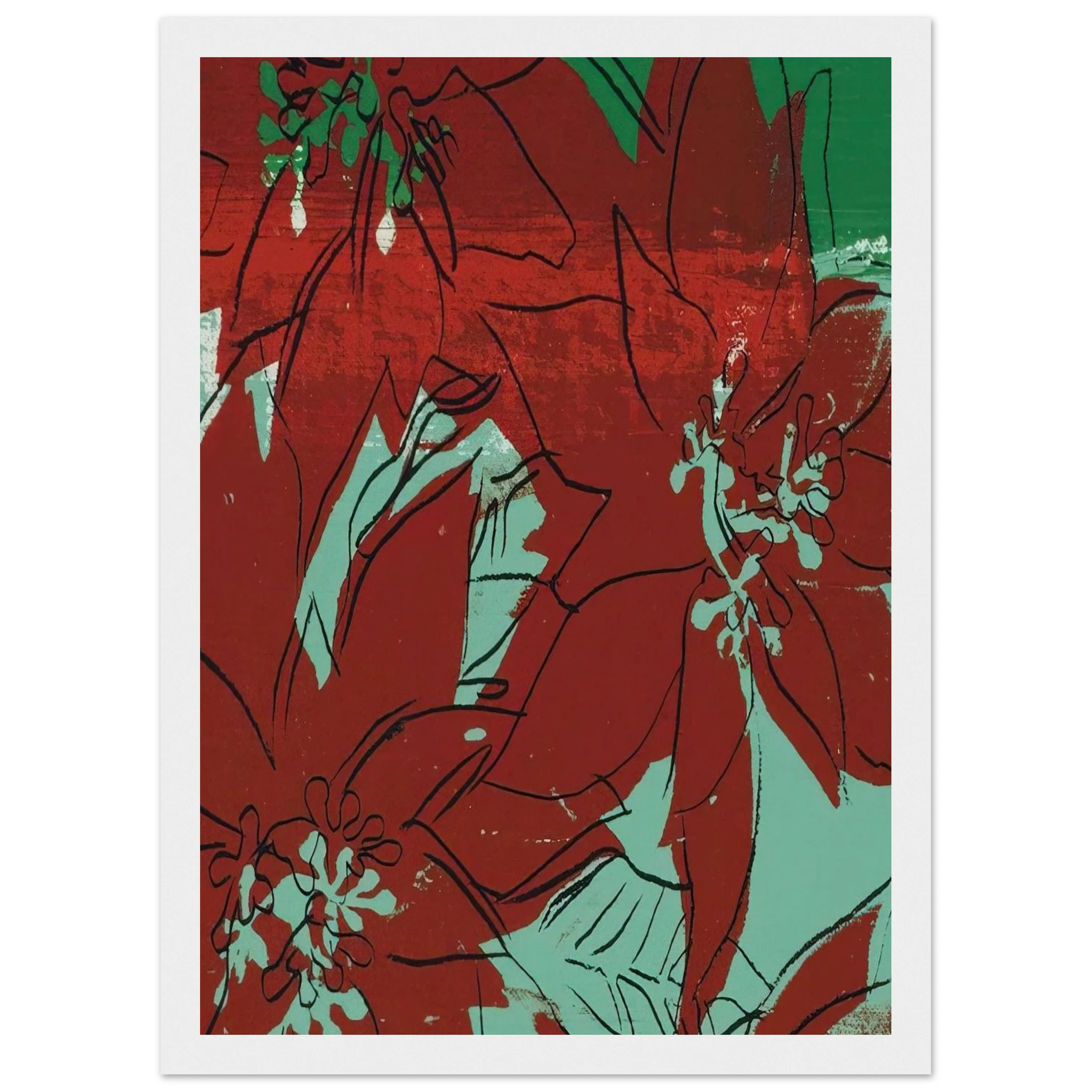 Poinsettias Framed Poster | Andy Warhol Framed Prints Wall Art | Andy Warhol Prints