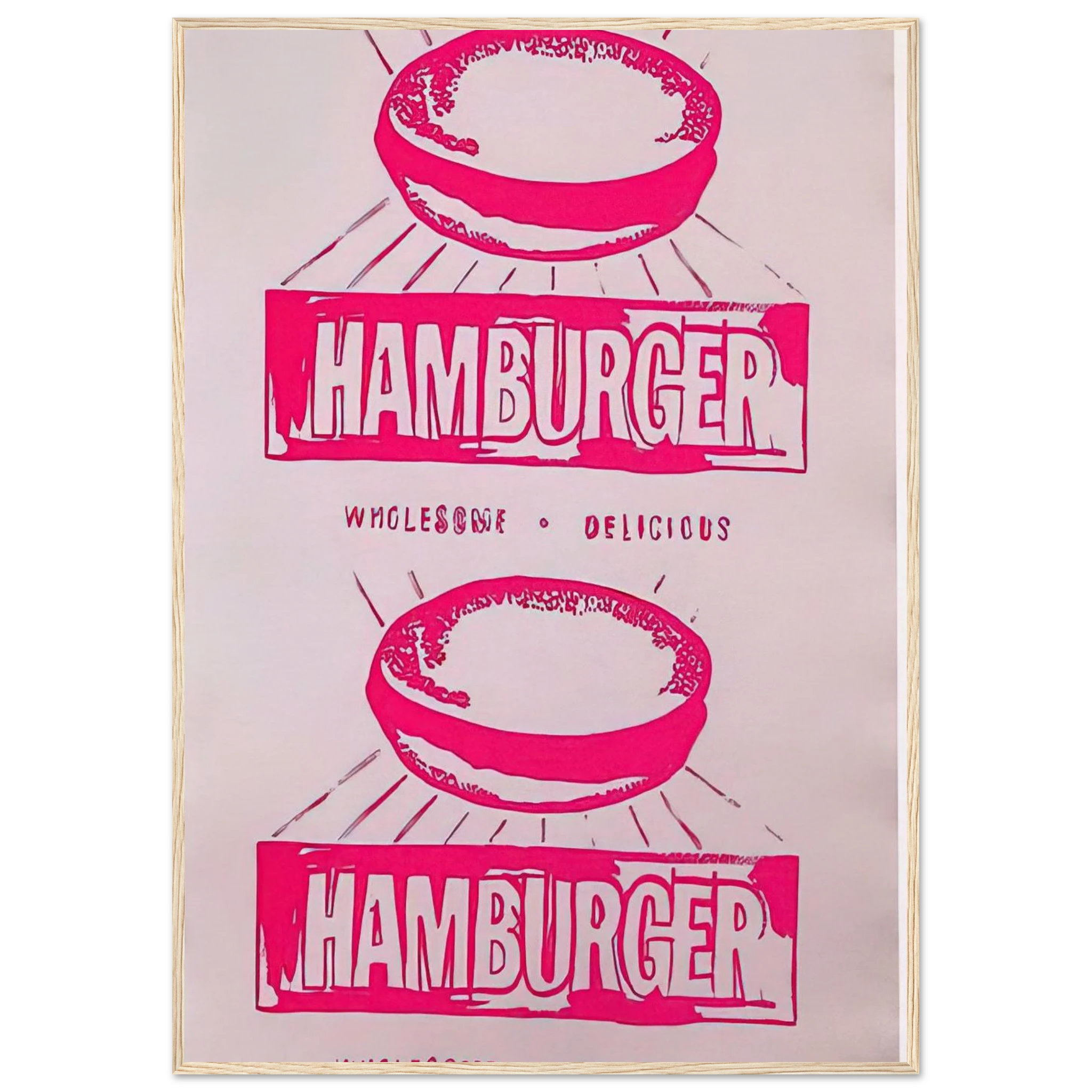 Double Hamburger Framed Poster | Andy Warhol Framed Prints Wall Art | Andy Warhol Prints