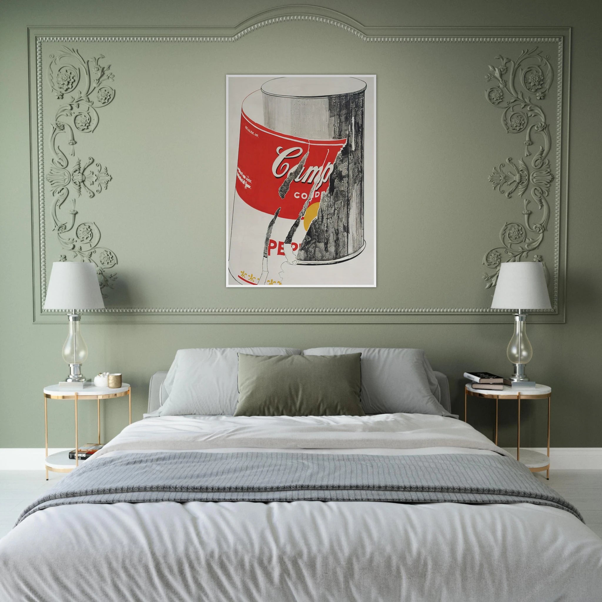 Big Torn Campbell's Soup Can  Pepper Pot  Framed Poster | Andy Warhol Framed Prints Wall Art | Andy Warhol Prints