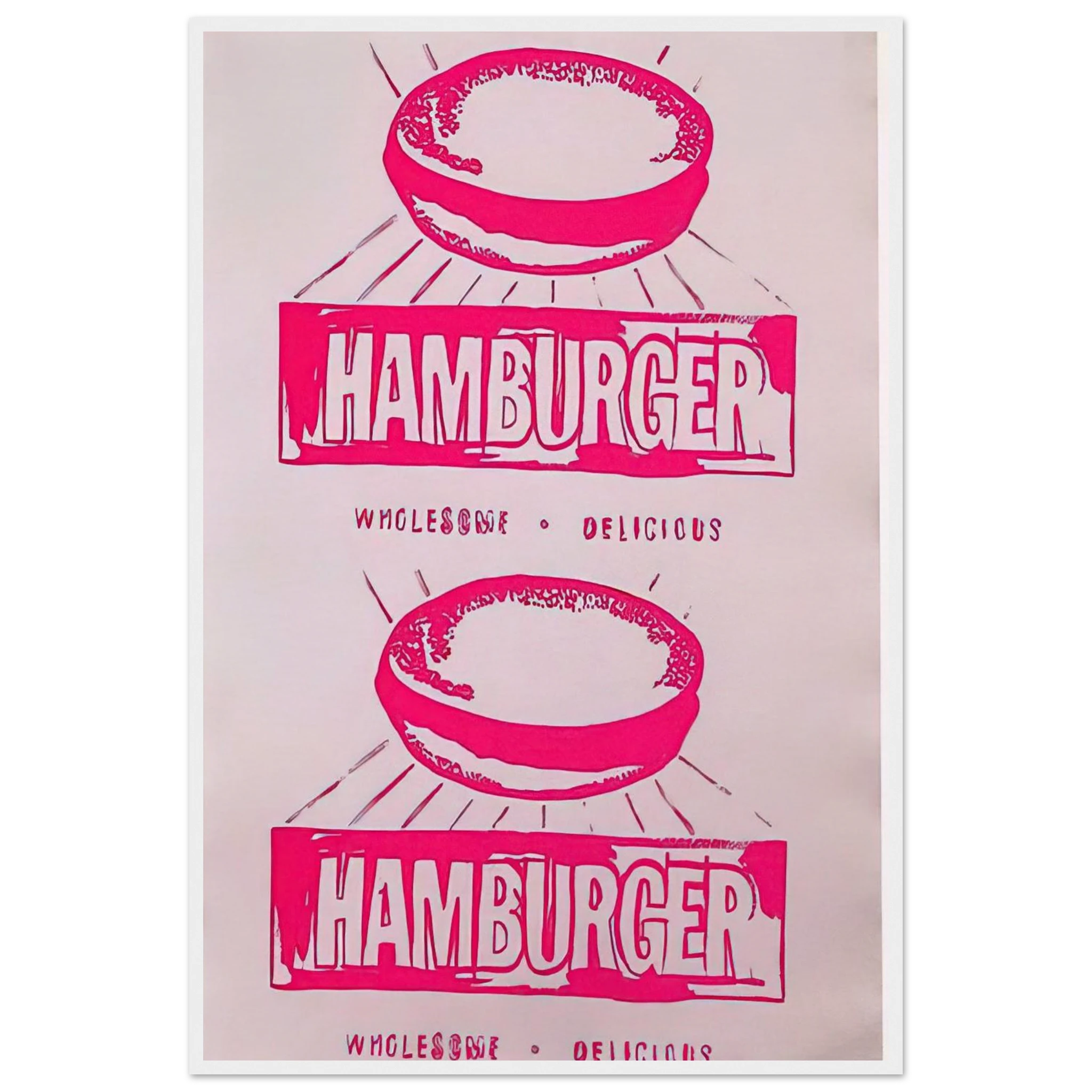 Double Hamburger Framed Poster | Andy Warhol Framed Prints Wall Art | Andy Warhol Prints