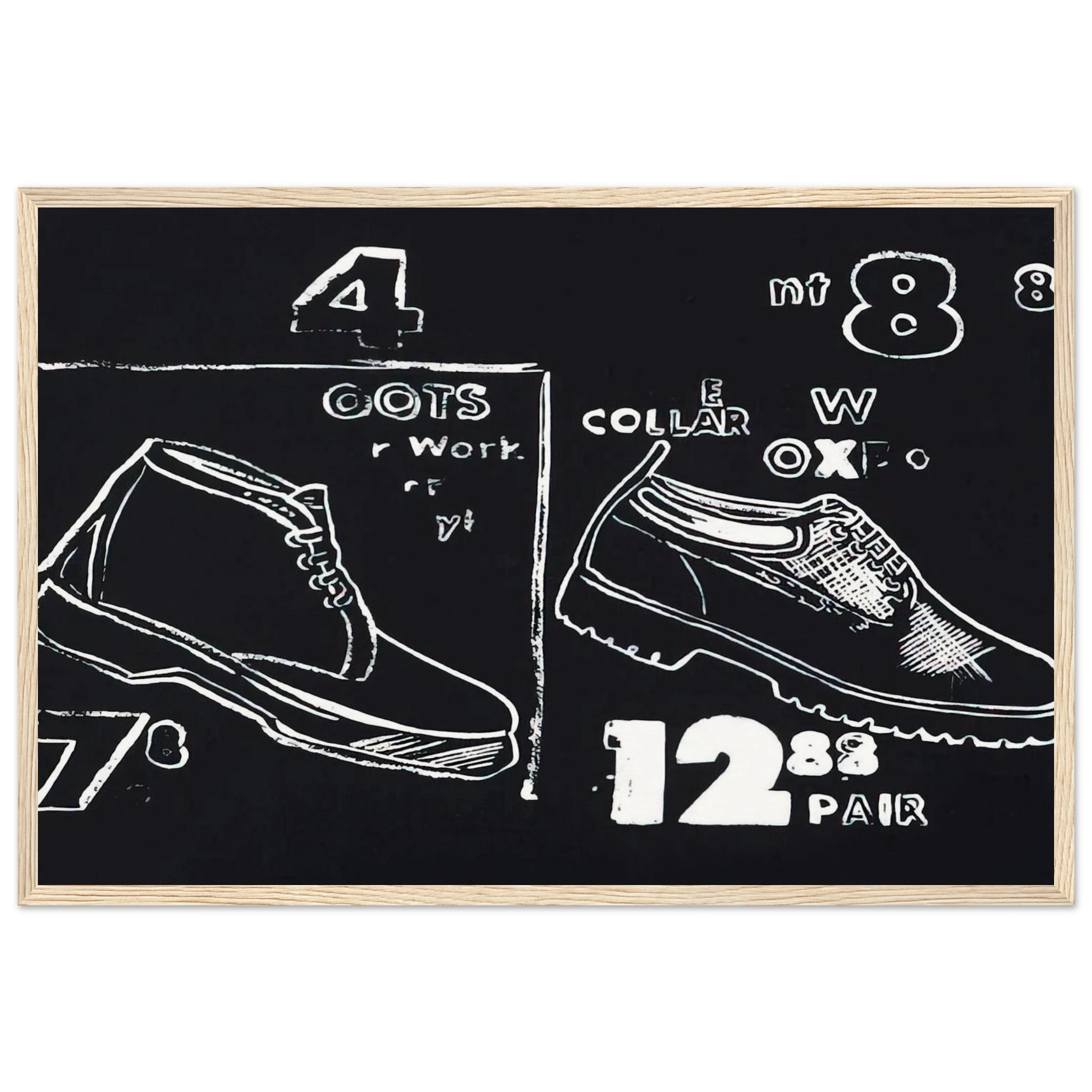 Work Boots Framed Poster | Andy Warhol Framed Prints Wall Art | Andy Warhol Prints