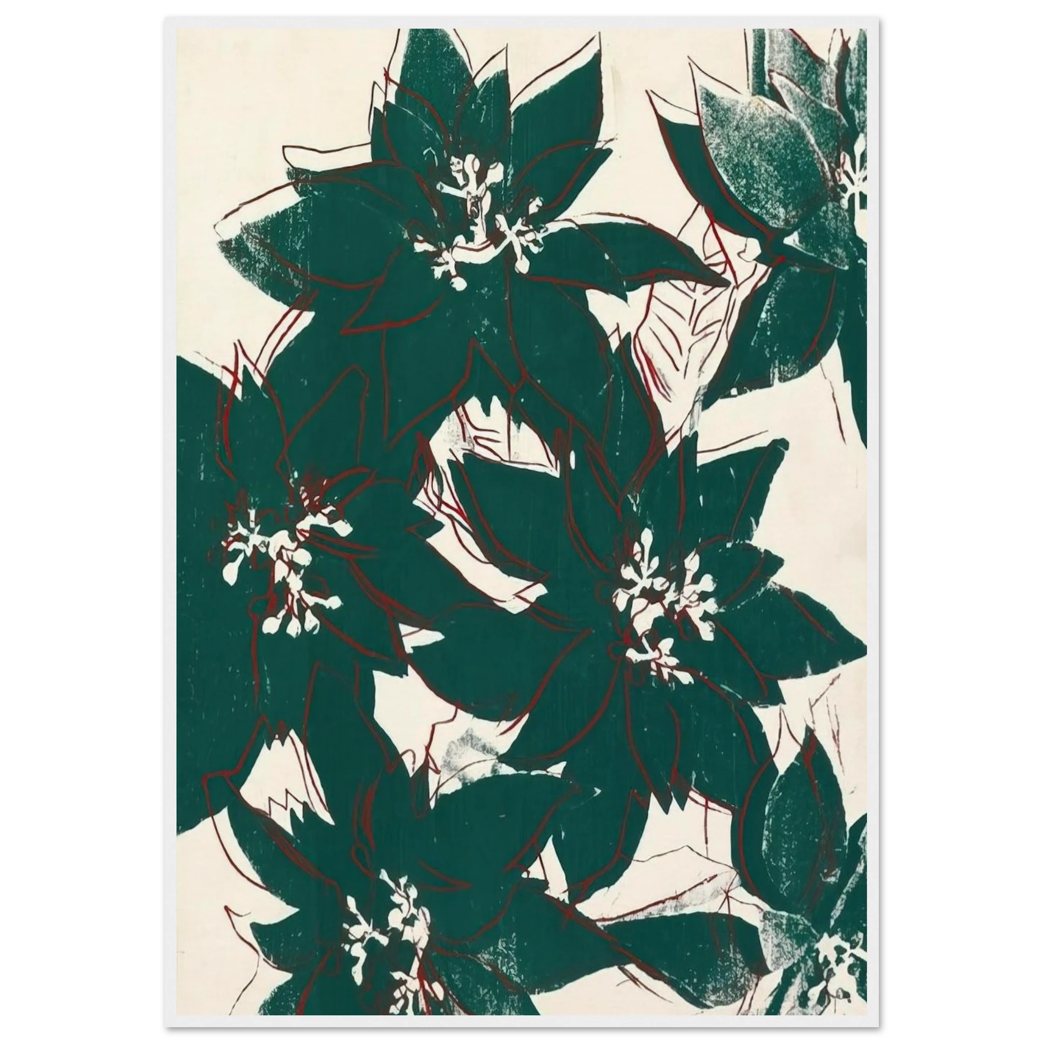 Poinsetta Framed Poster | Andy Warhol Framed Prints Wall Art | Andy Warhol Prints