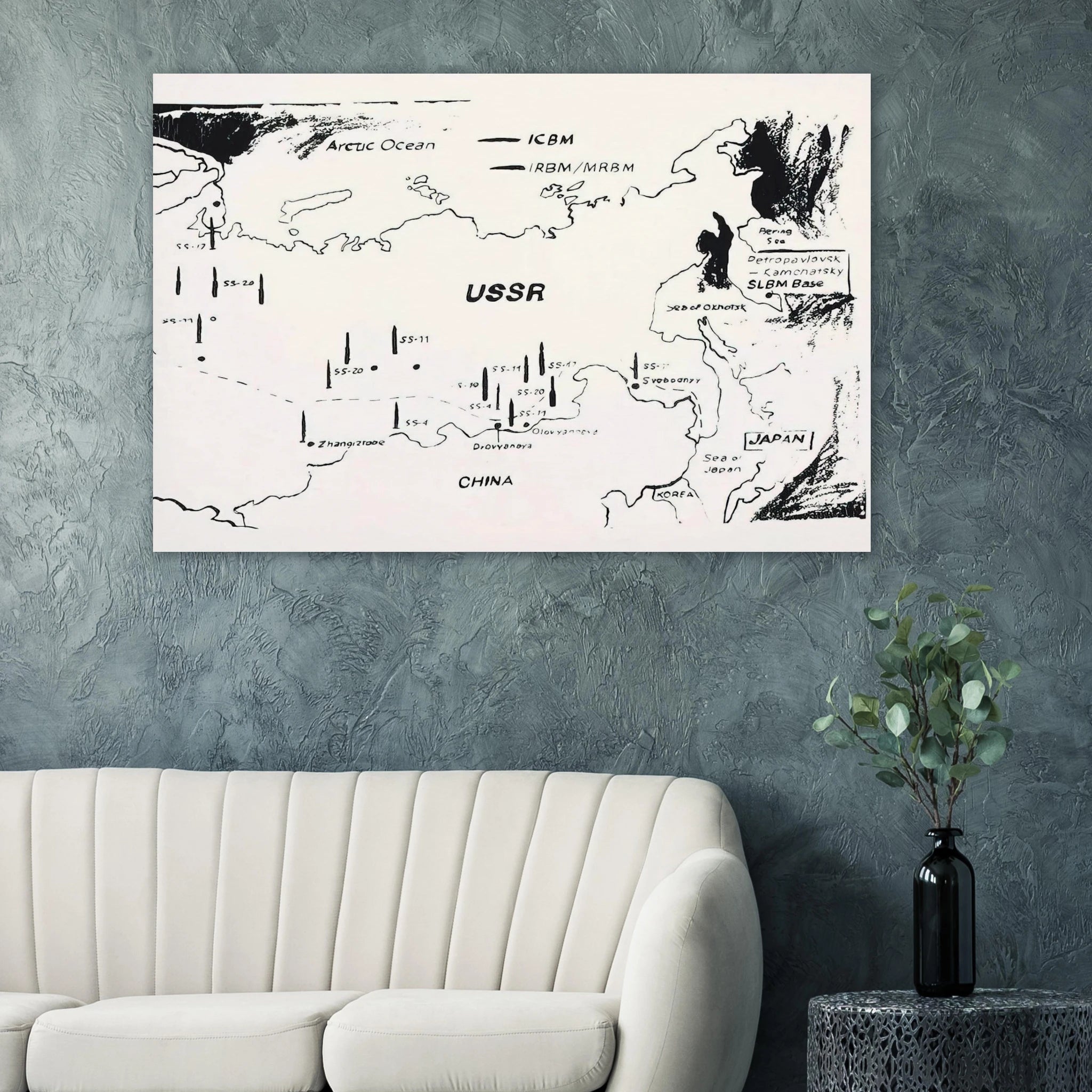 Map of Eastern U.S.S.R. Missile Bases Poster | Andy Warhol Poster | Andy Warhol Prints