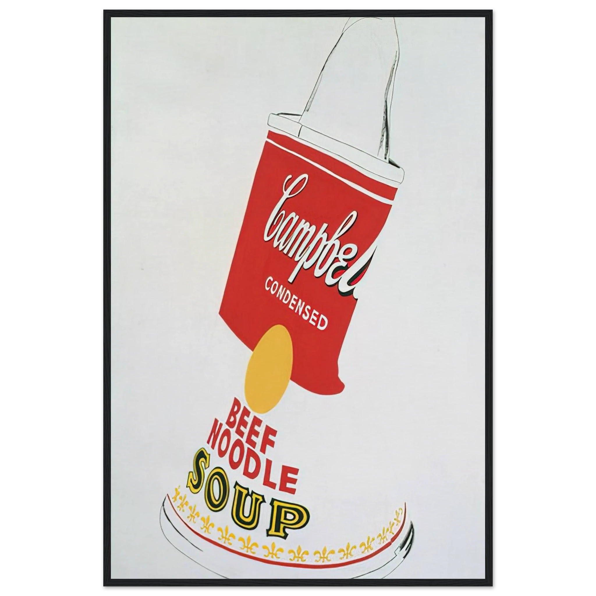 Crushed Campbell's Soup Can  Beef Noodle  Framed Poster | Andy Warhol Framed Prints Wall Art | Andy Warhol Prints