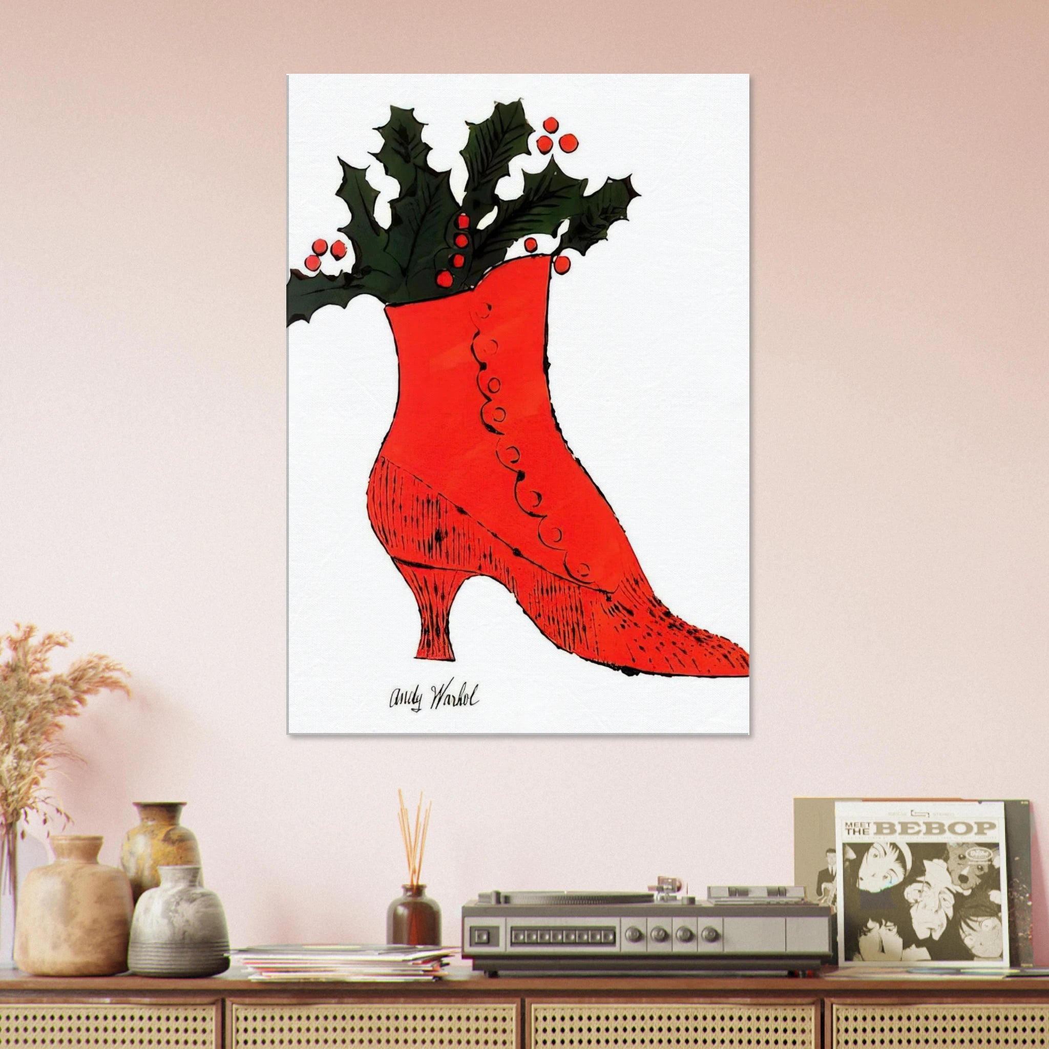 Untitled  red Boot Wit Holly  Canvas | Andy Warhol Canvas | Andy Warhol Prints
