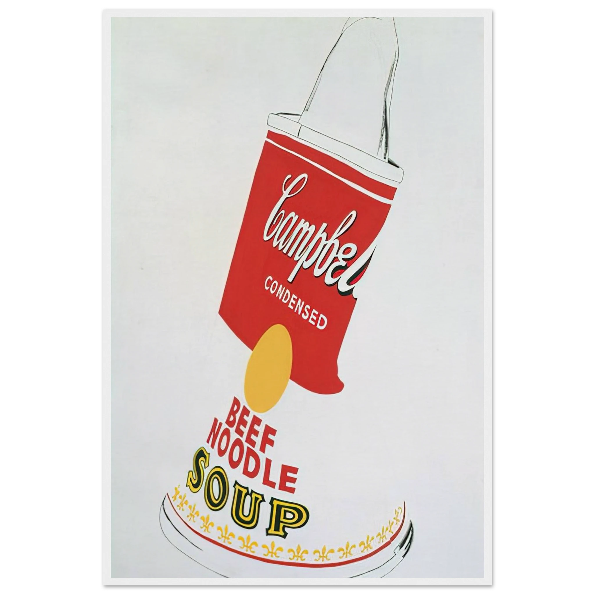 Crushed Campbell's Soup Can  Beef Noodle  Framed Poster | Andy Warhol Framed Prints Wall Art | Andy Warhol Prints