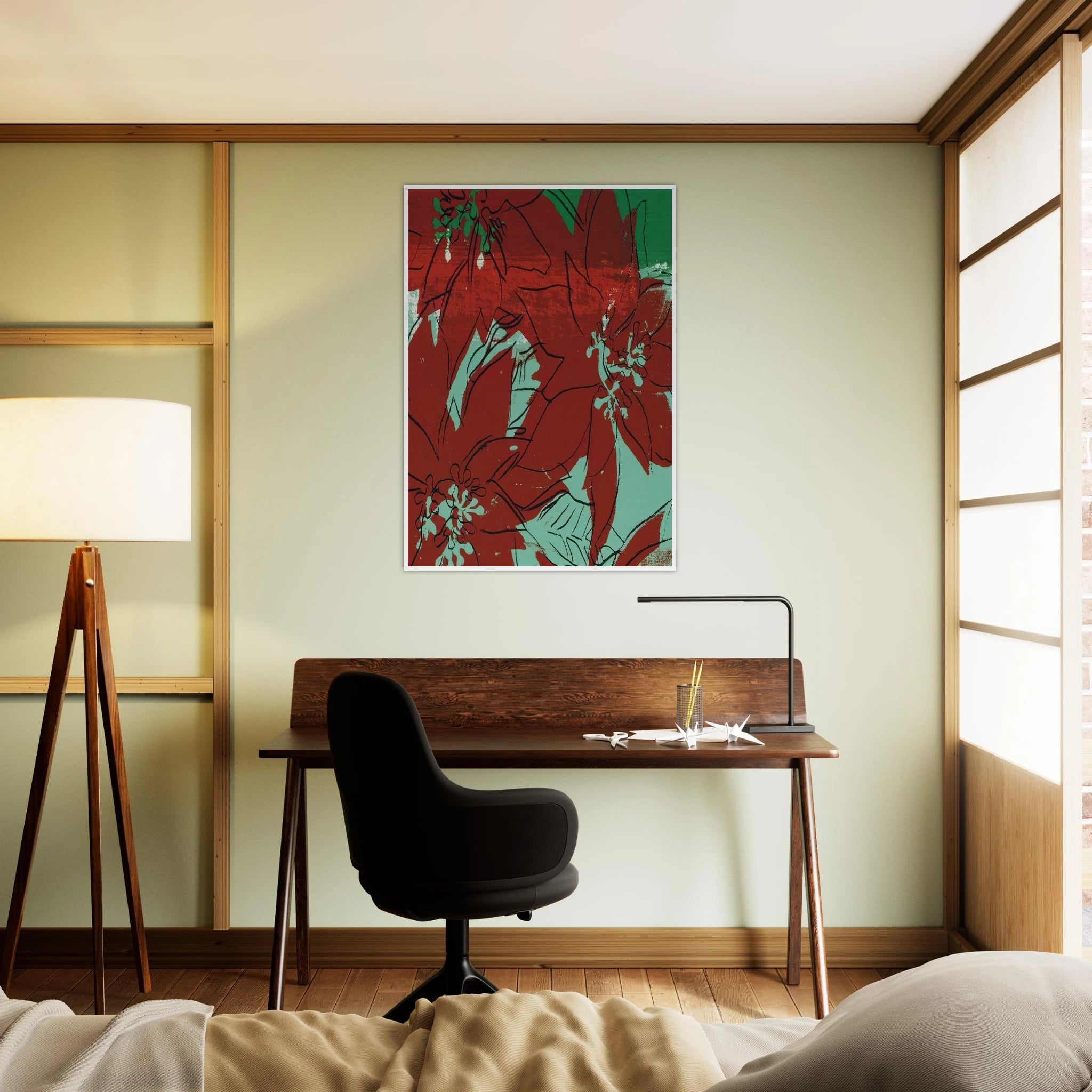 Poinsettias Framed Poster | Andy Warhol Framed Prints Wall Art | Andy Warhol Prints