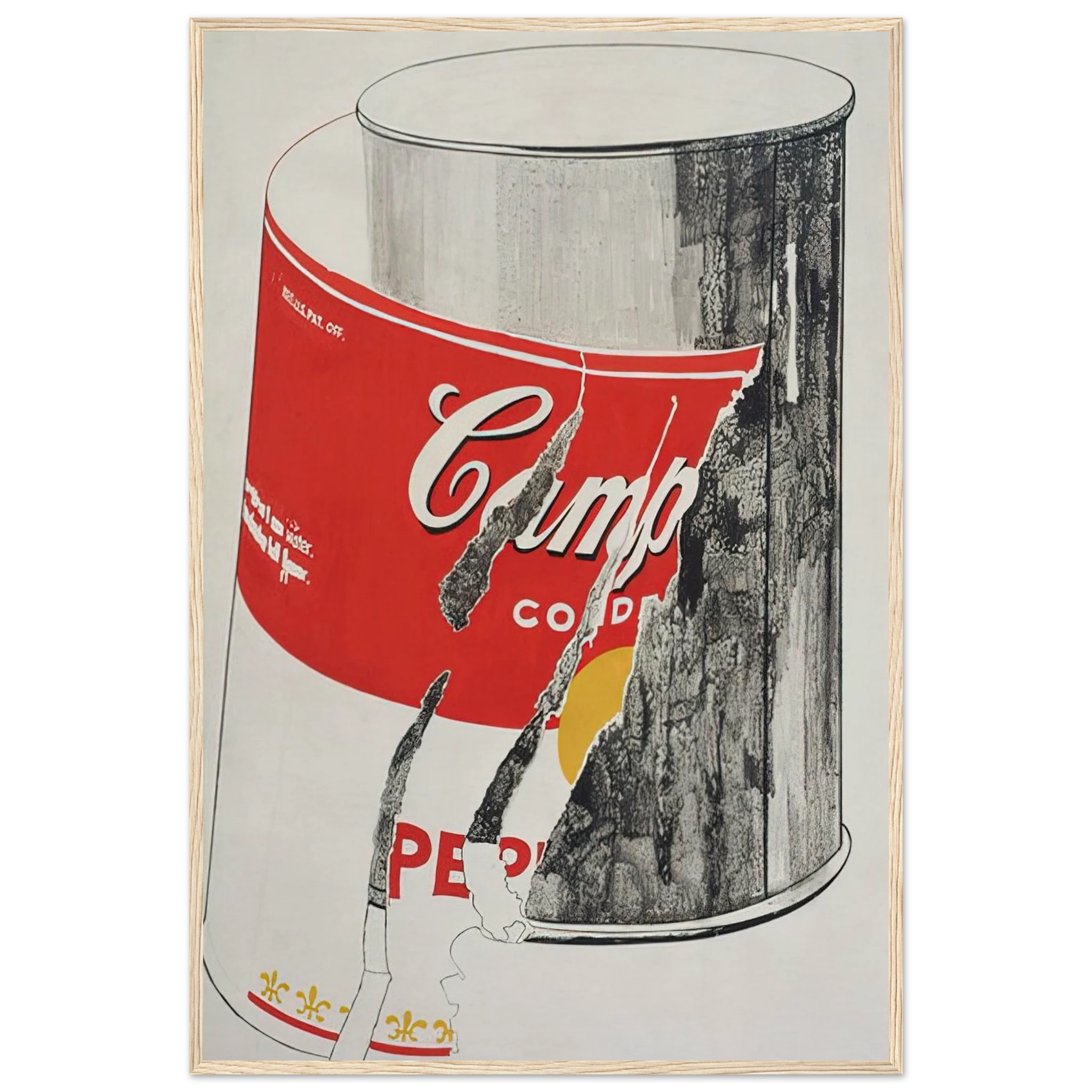 Big Torn Campbell's Soup Can  Pepper Pot  Framed Poster | Andy Warhol Framed Prints Wall Art | Andy Warhol Prints