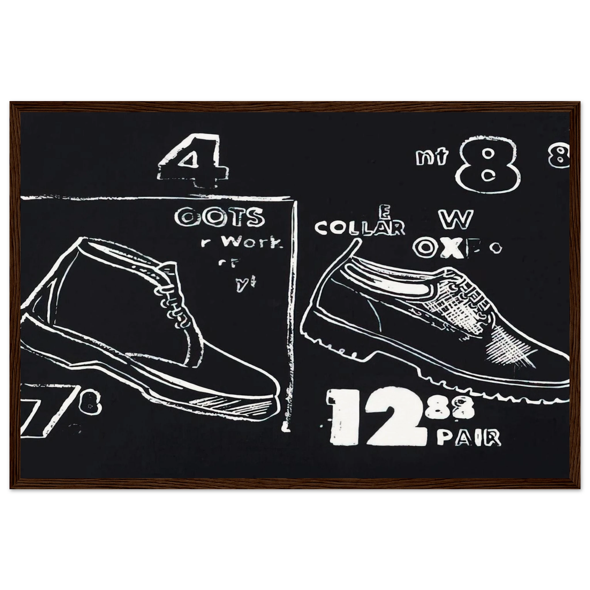 Work Boots Framed Poster | Andy Warhol Framed Prints Wall Art | Andy Warhol Prints