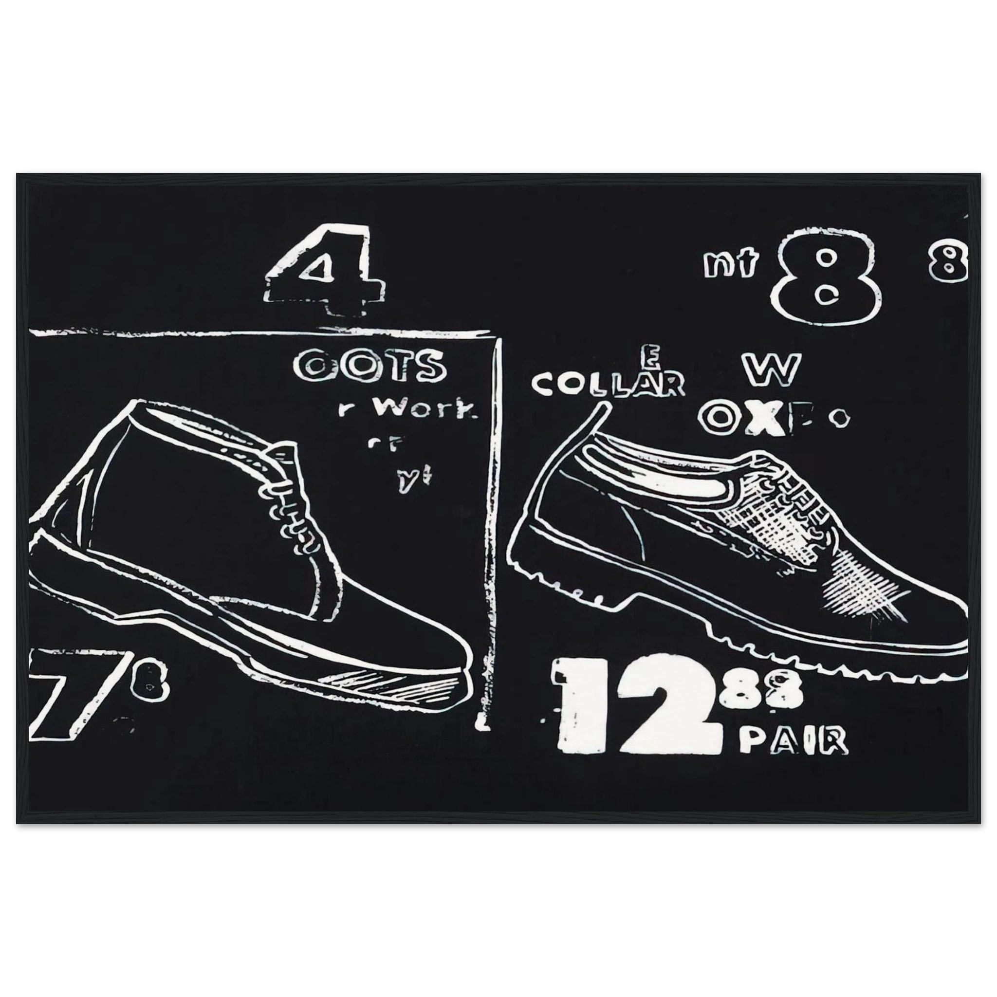 Work Boots Framed Poster | Andy Warhol Framed Prints Wall Art | Andy Warhol Prints