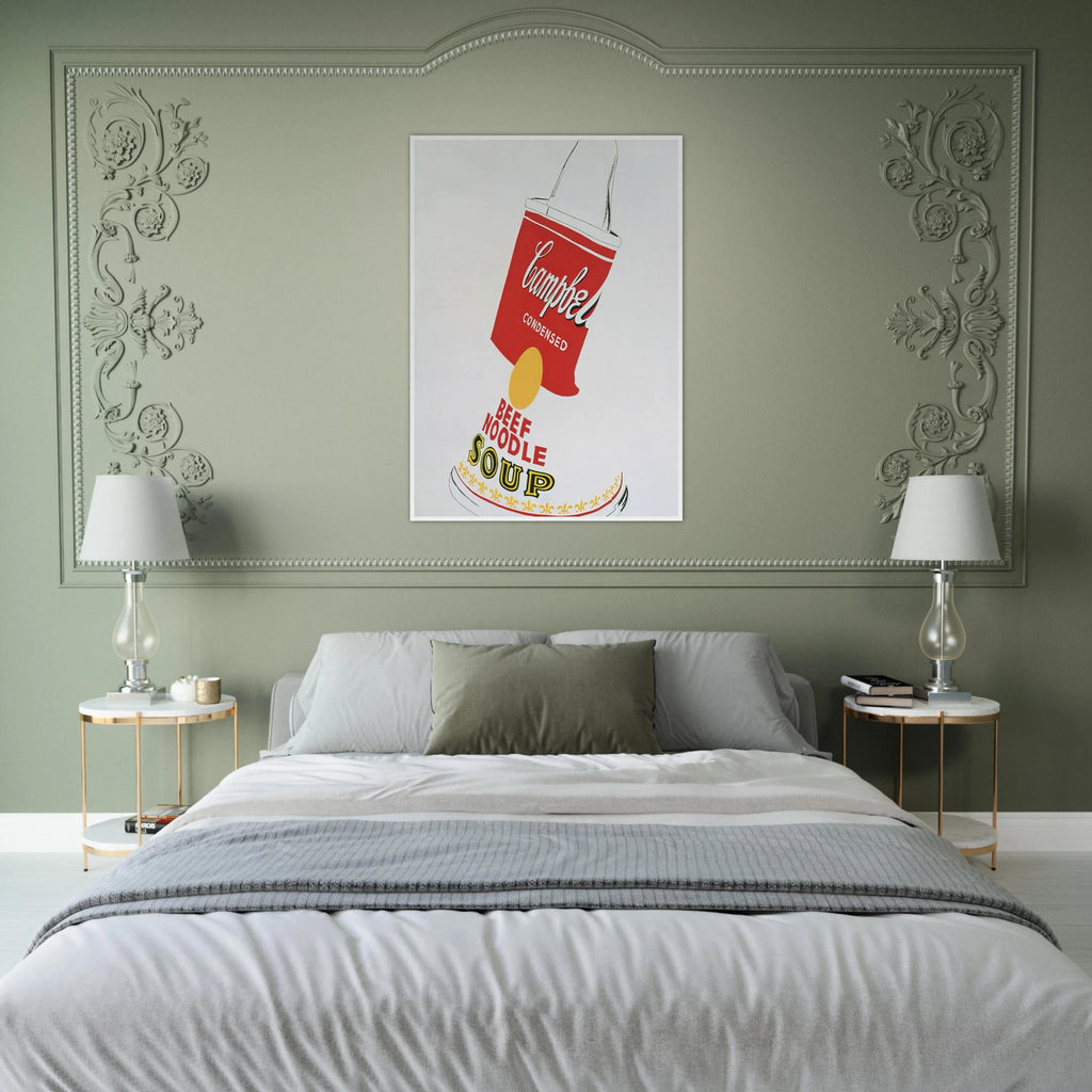 Crushed Campbell's Soup Can  Beef Noodle  Framed Poster | Andy Warhol Framed Prints Wall Art | Andy Warhol Prints