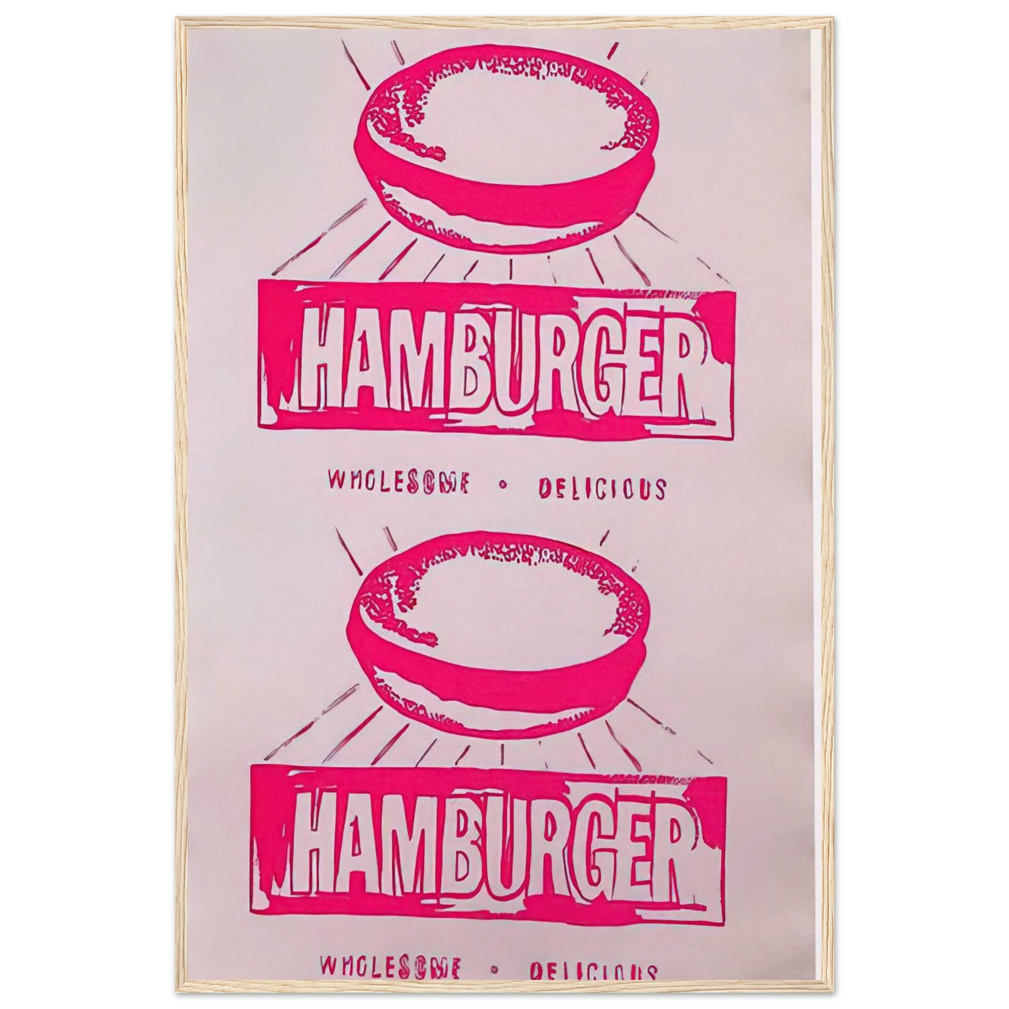 Double Hamburger Framed Poster | Andy Warhol Framed Prints Wall Art | Andy Warhol Prints