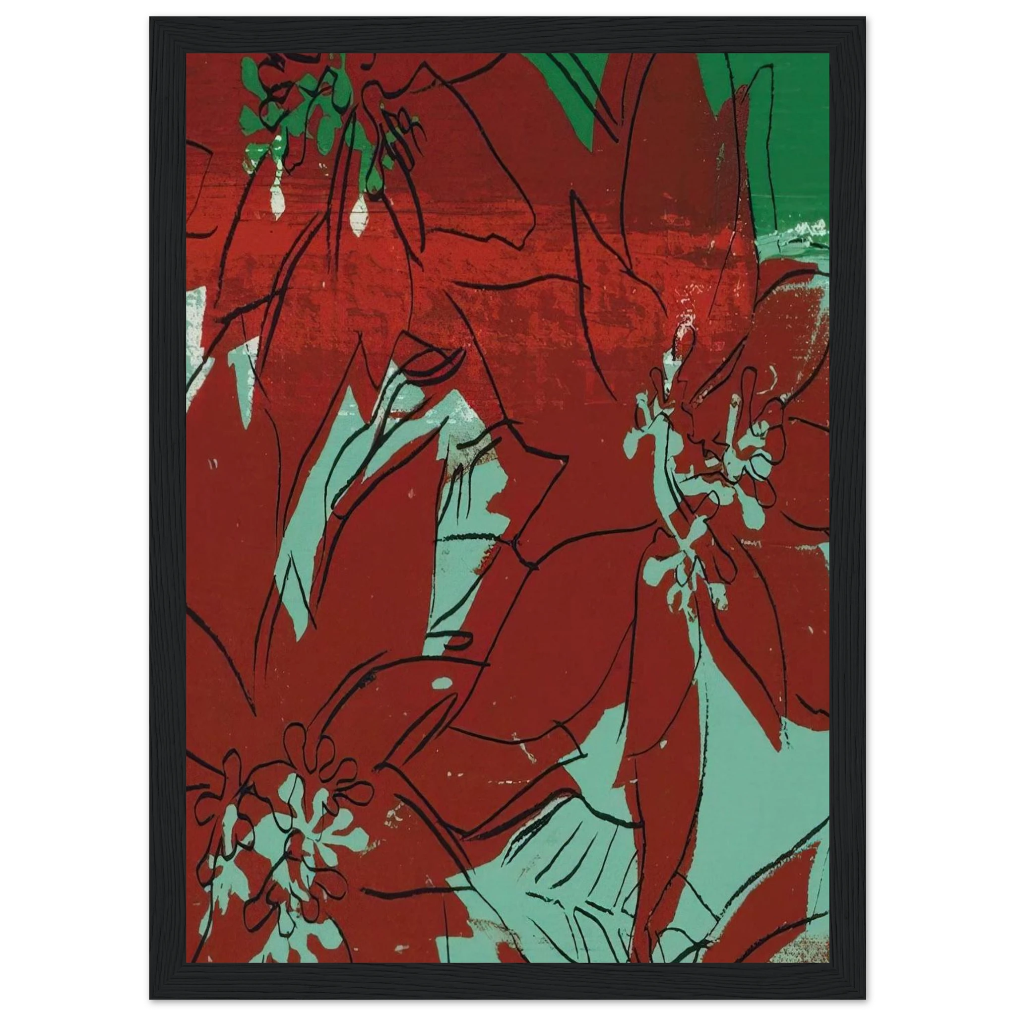 Poinsettias Framed Poster | Andy Warhol Framed Prints Wall Art | Andy Warhol Prints