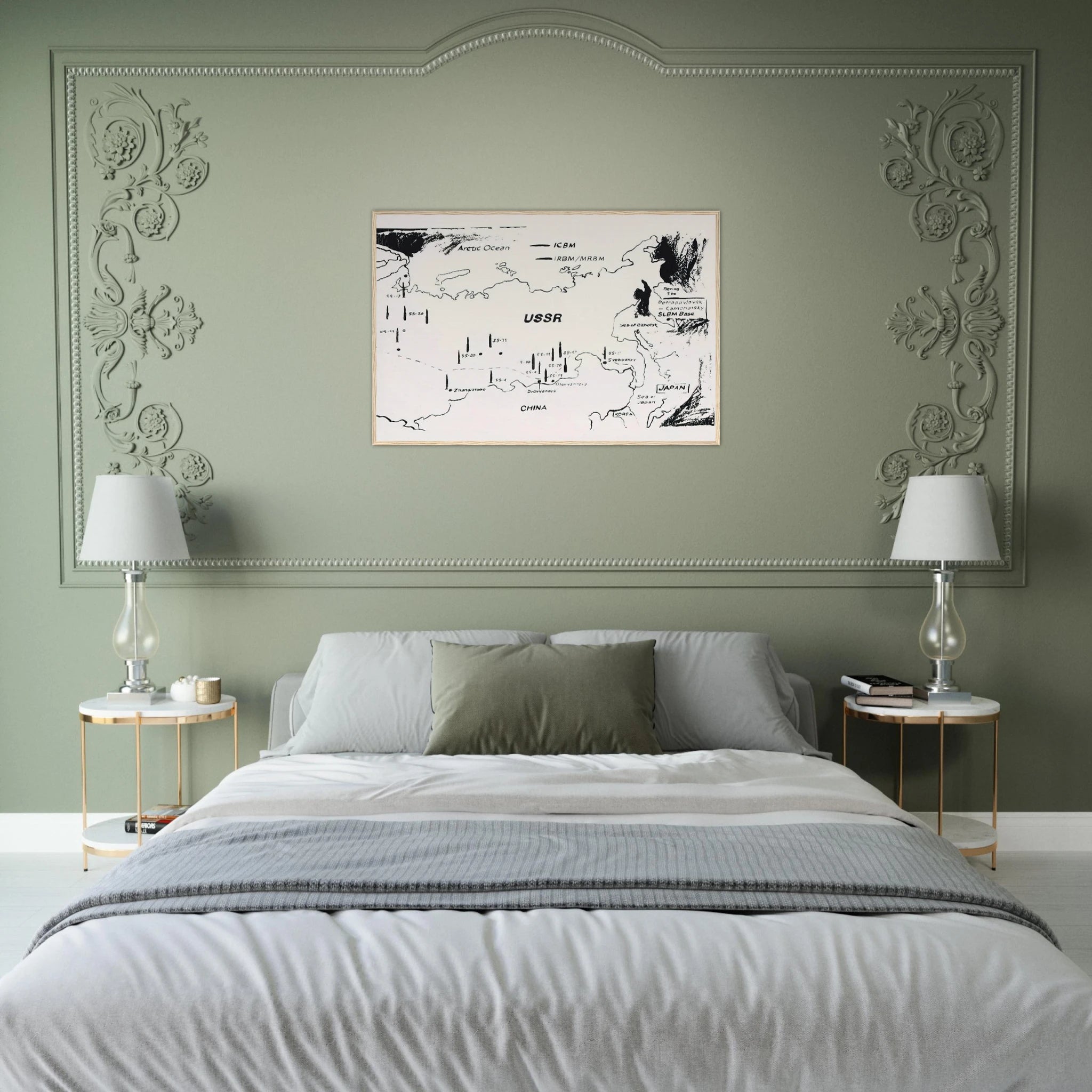 Map of Eastern U.S.S.R. Missile Bases Framed Poster | Andy Warhol Framed Prints Wall Art | Andy Warhol Prints