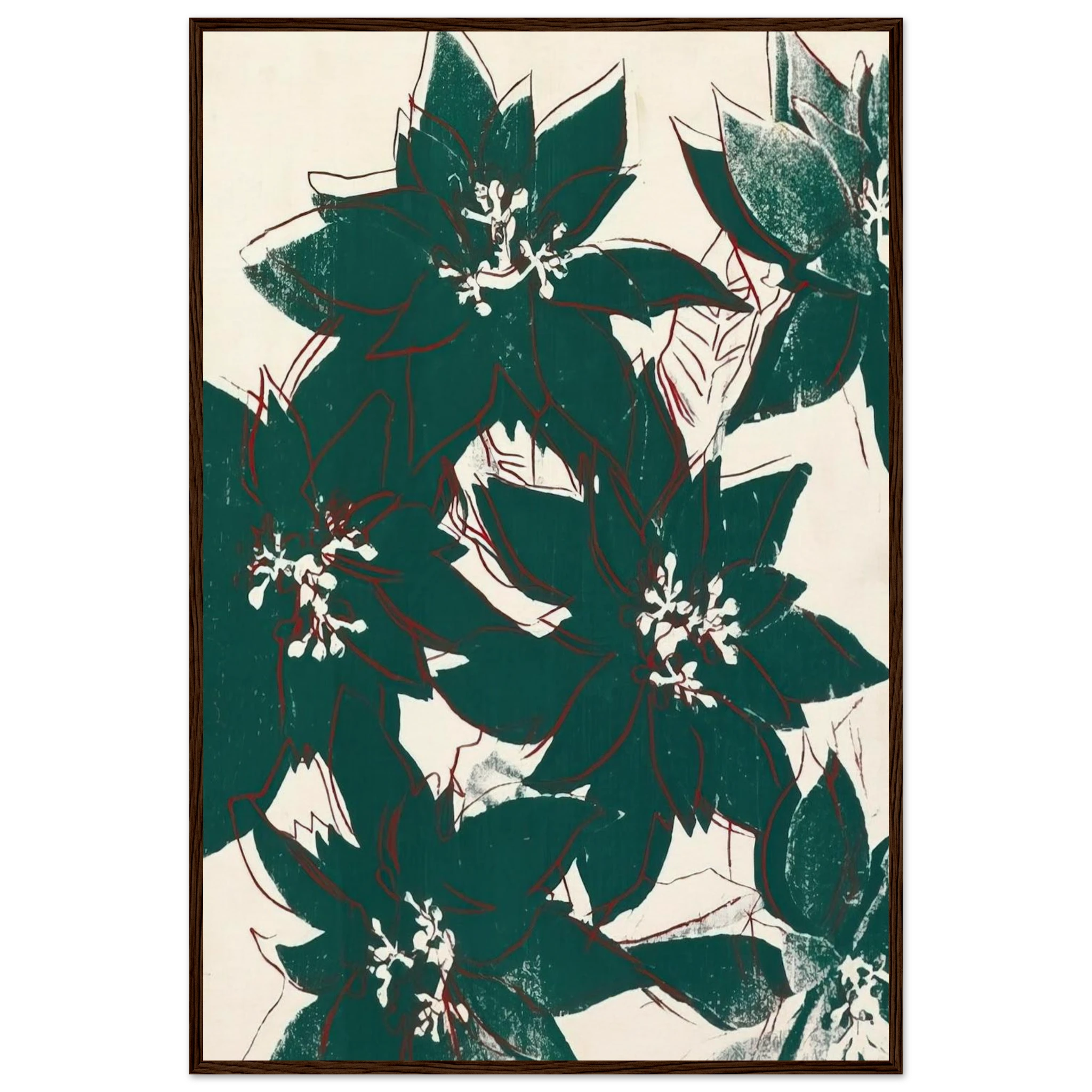 Poinsetta Framed Poster | Andy Warhol Framed Prints Wall Art | Andy Warhol Prints